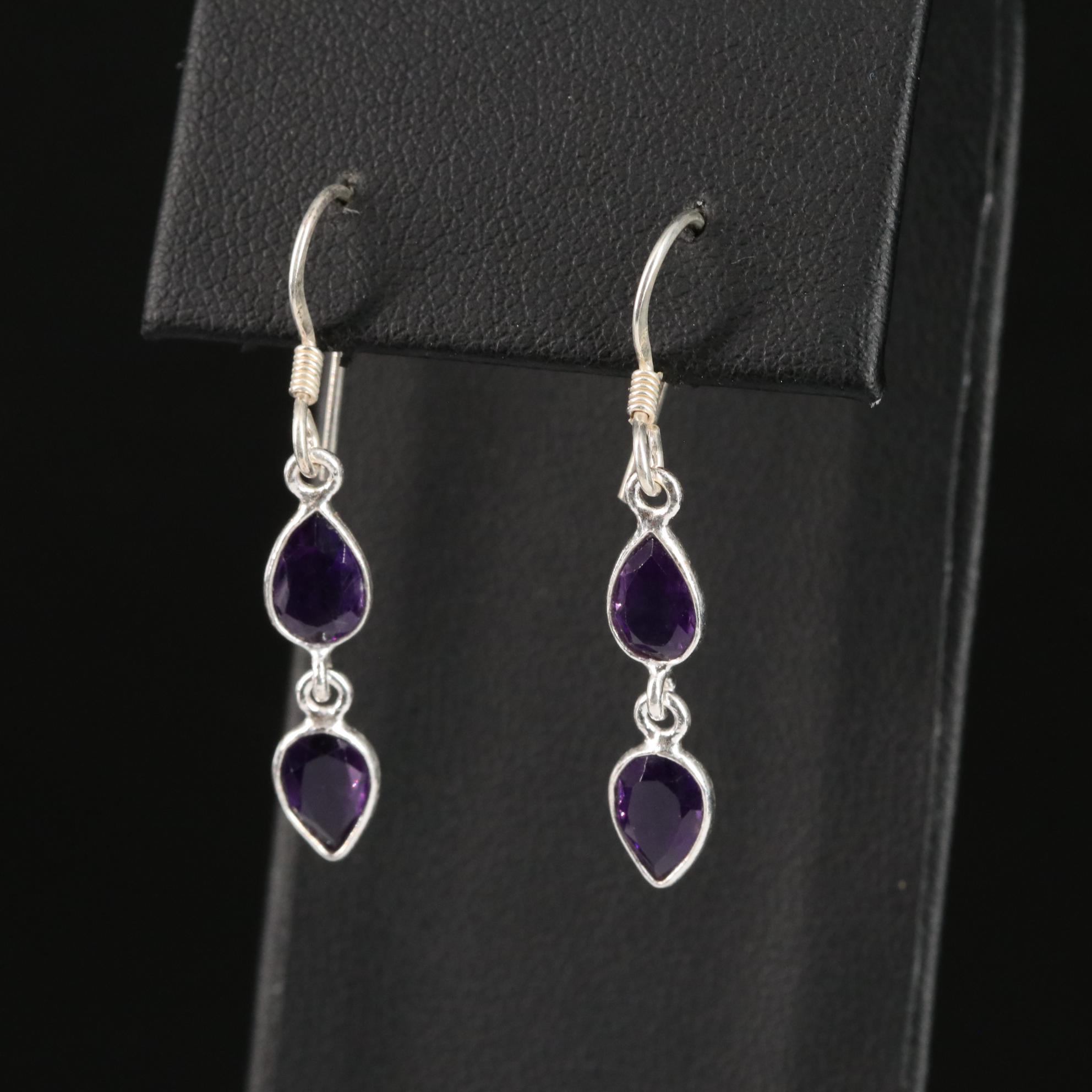 Sterling Amethyst Dangle Earrings