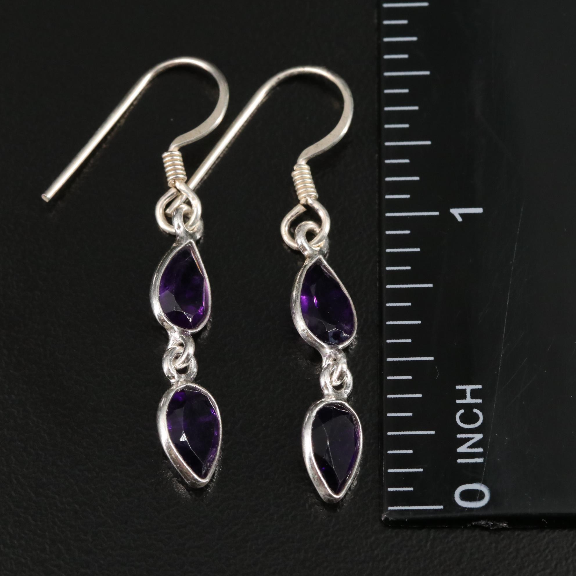Sterling Amethyst Dangle Earrings
