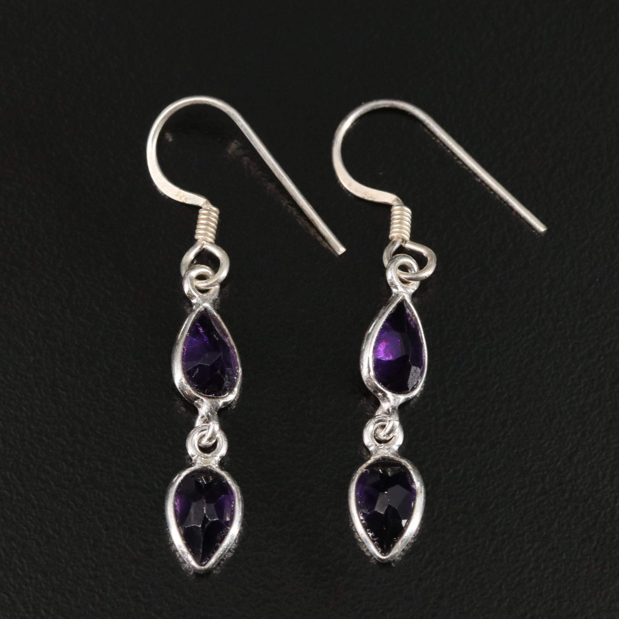 Sterling Amethyst Dangle Earrings