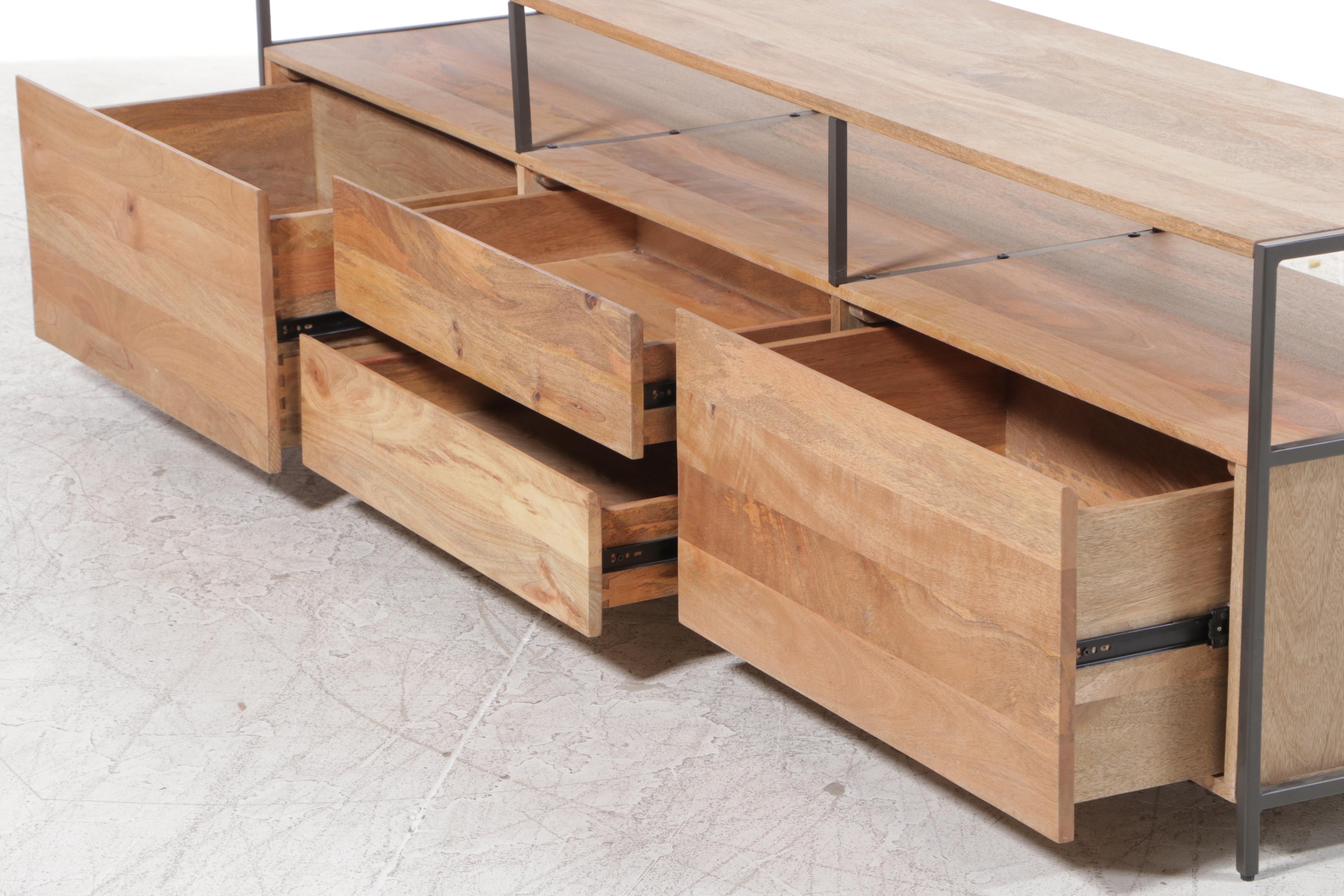 West Elm Industrial Mango Wood and Steel Media Console