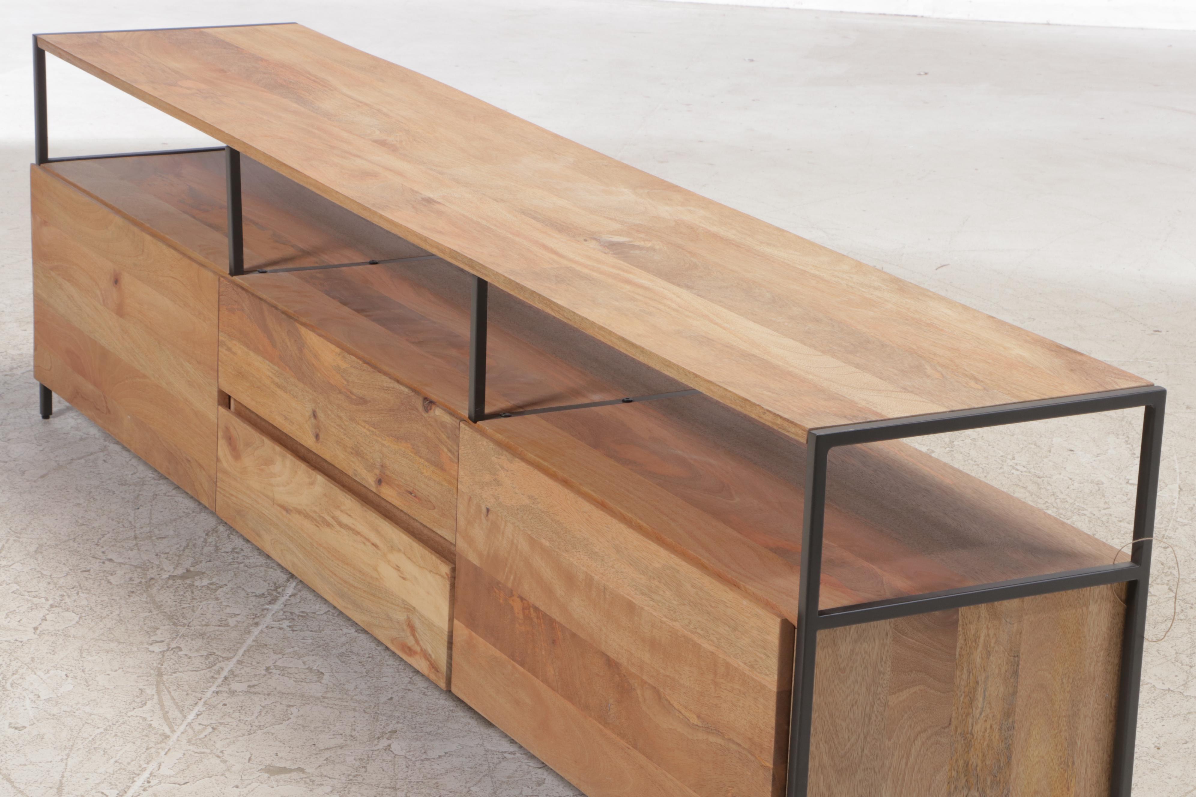 West Elm Industrial Mango Wood and Steel Media Console