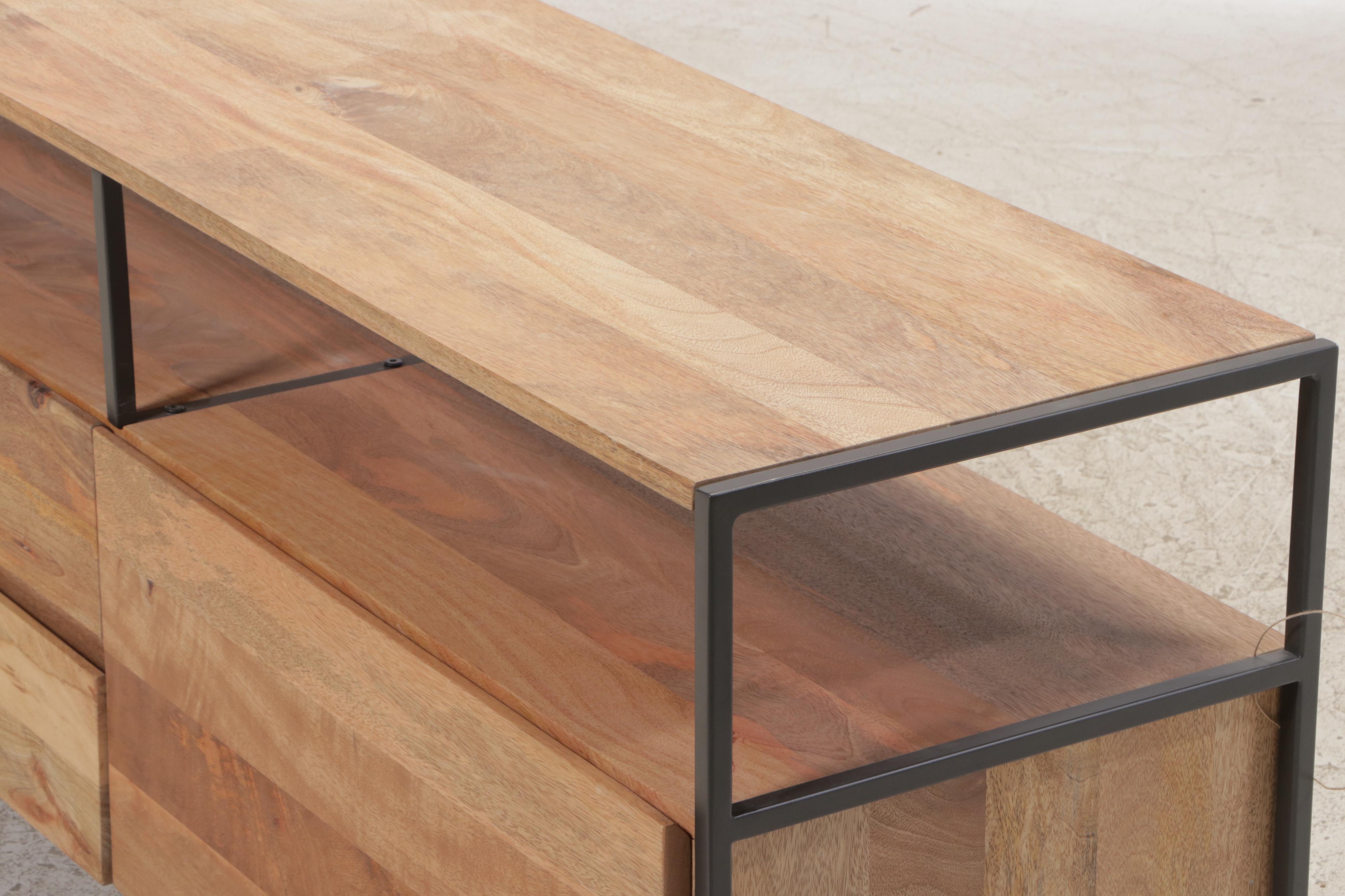 West Elm Industrial Mango Wood and Steel Media Console