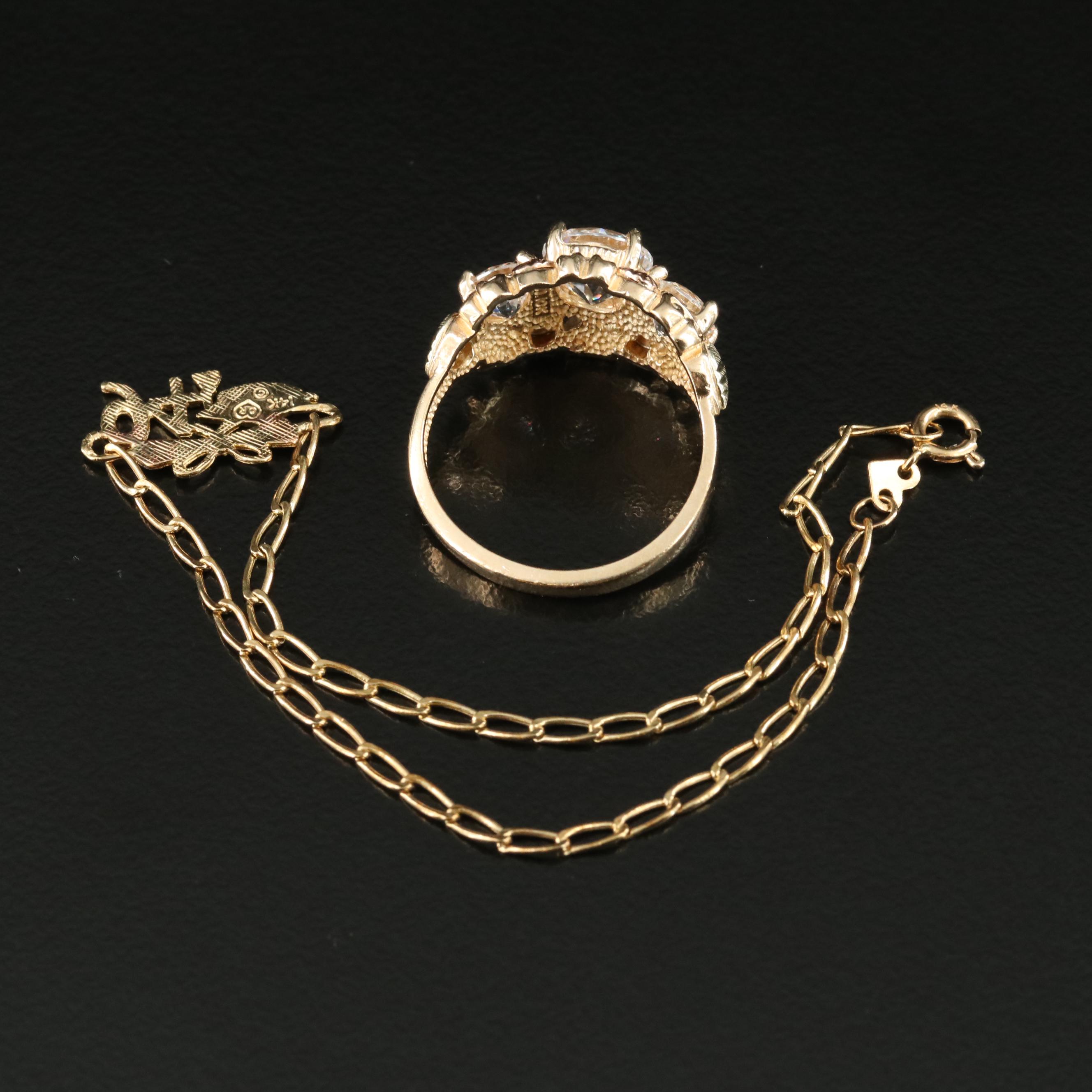 Coleman Black Hills Gold 10K Cubic Zirconia Ring with 14K 1994 Graduate Bracelet