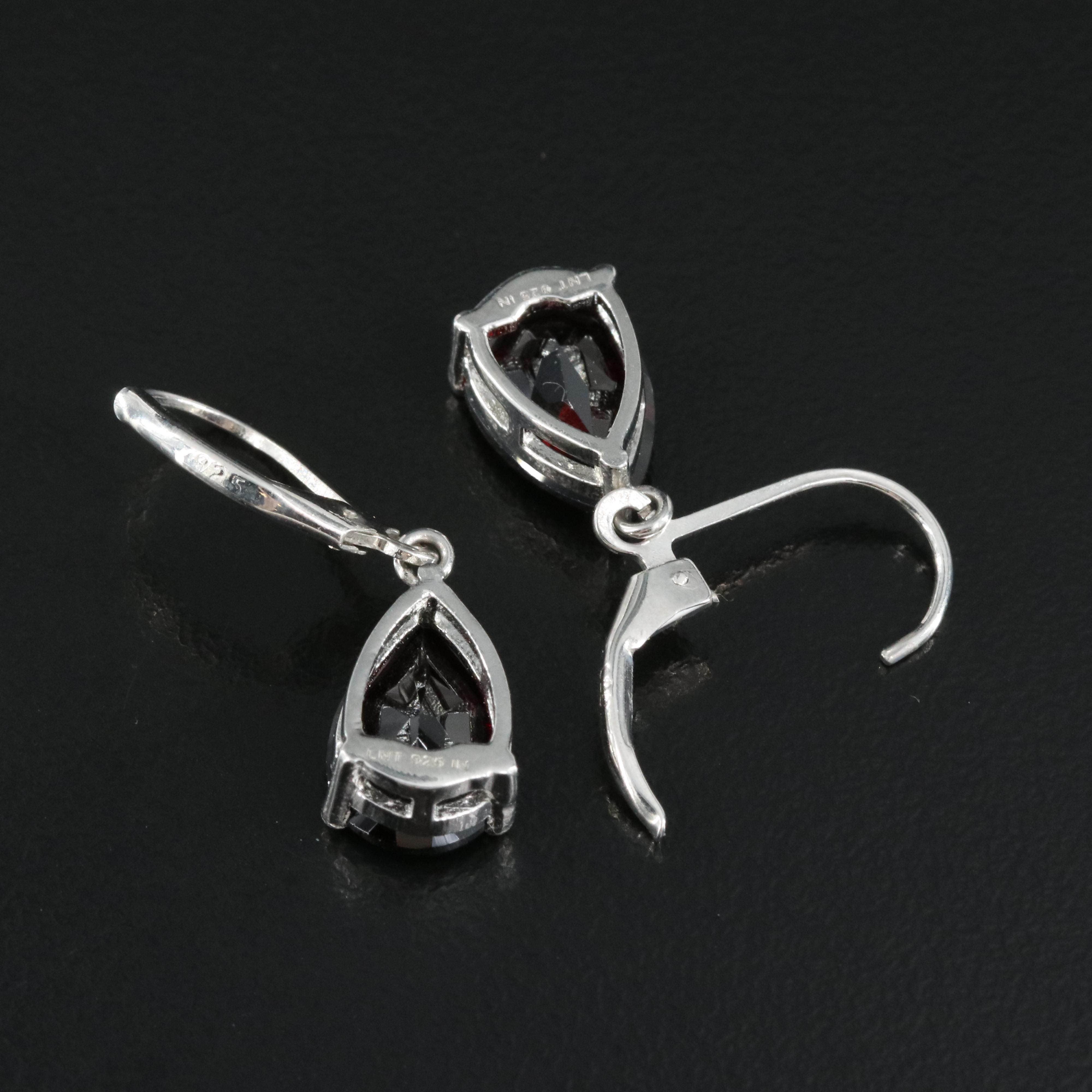 Sterling Garnet Solitaire Earrings