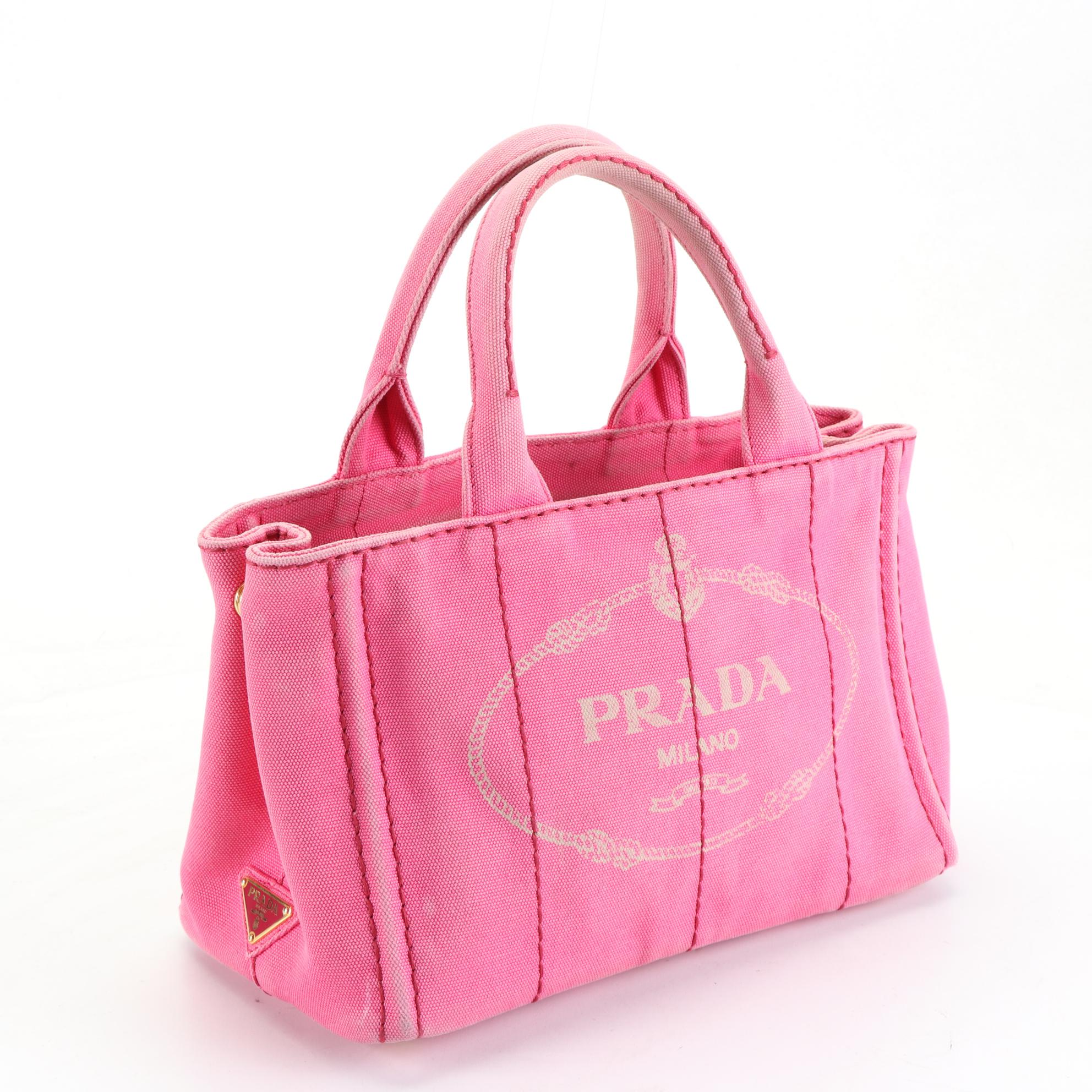 Prada Canapa Small Tote Bag in Pink Canvas