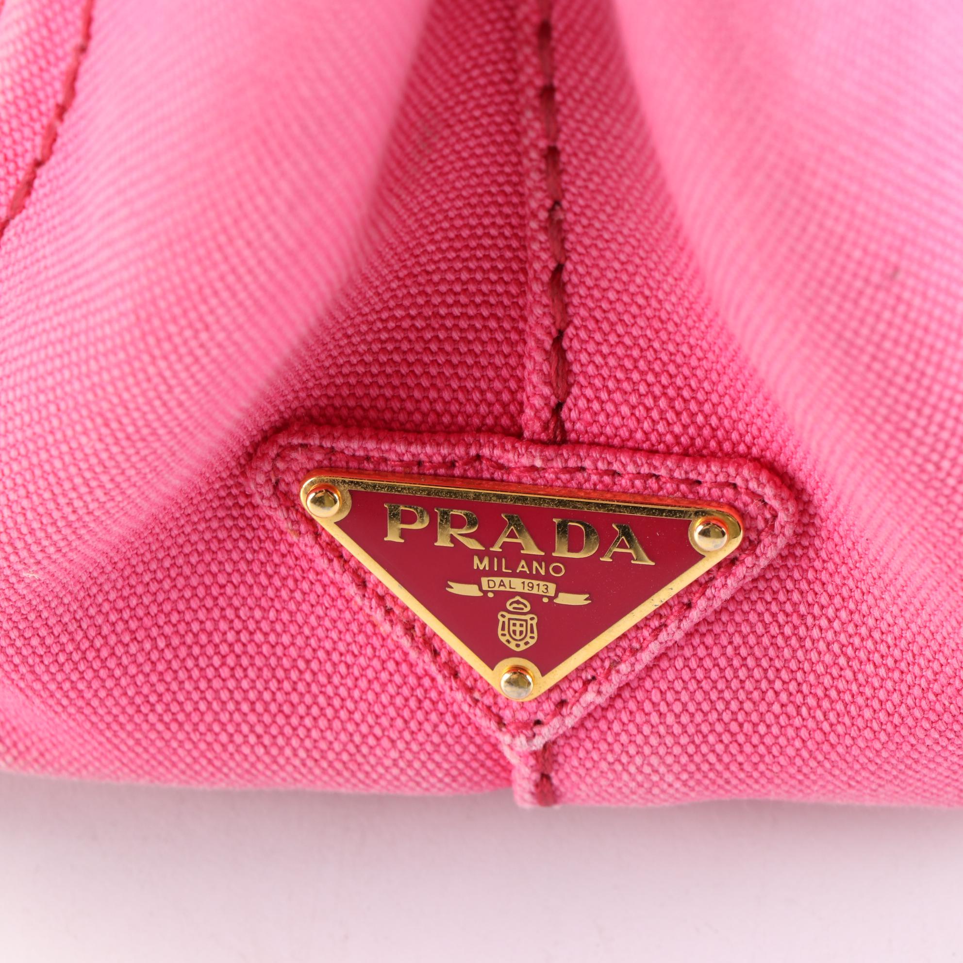 Prada Canapa Small Tote Bag in Pink Canvas