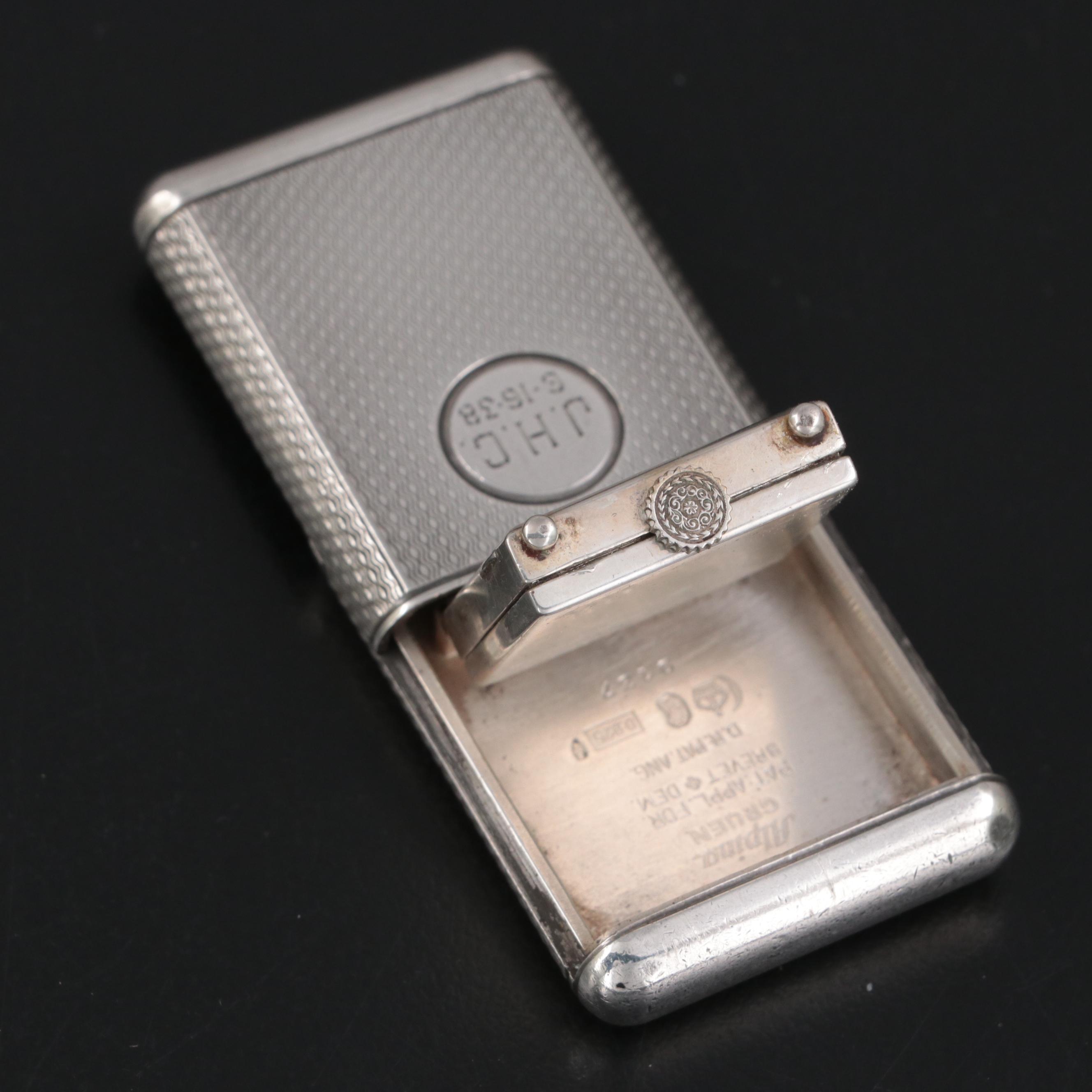 Gruen Alpina Sterling Silver Case Travel Clock, 1930s