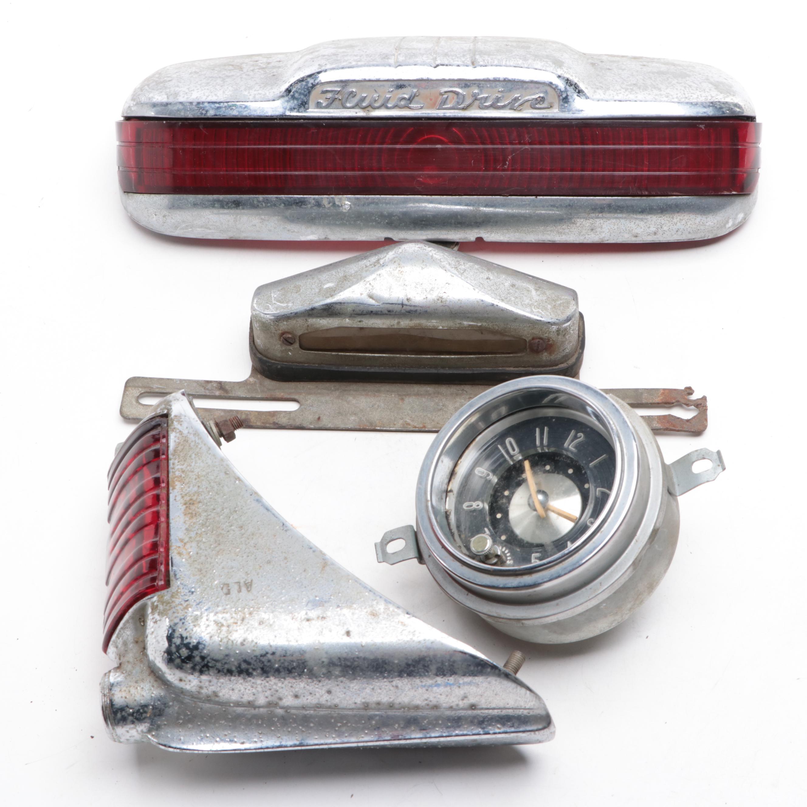 1947 Chrysler Plate Light and Taillight, 1951–52 Buick Roadmaster Clock, More
