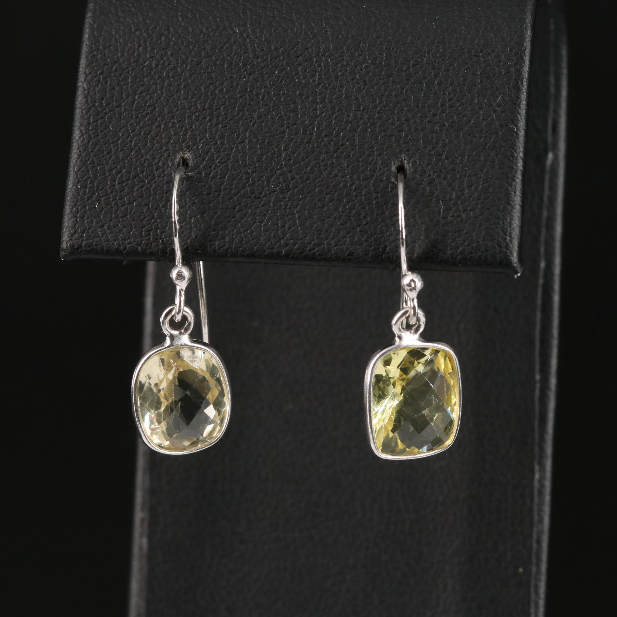 Sterling Citrine Drop Earrings