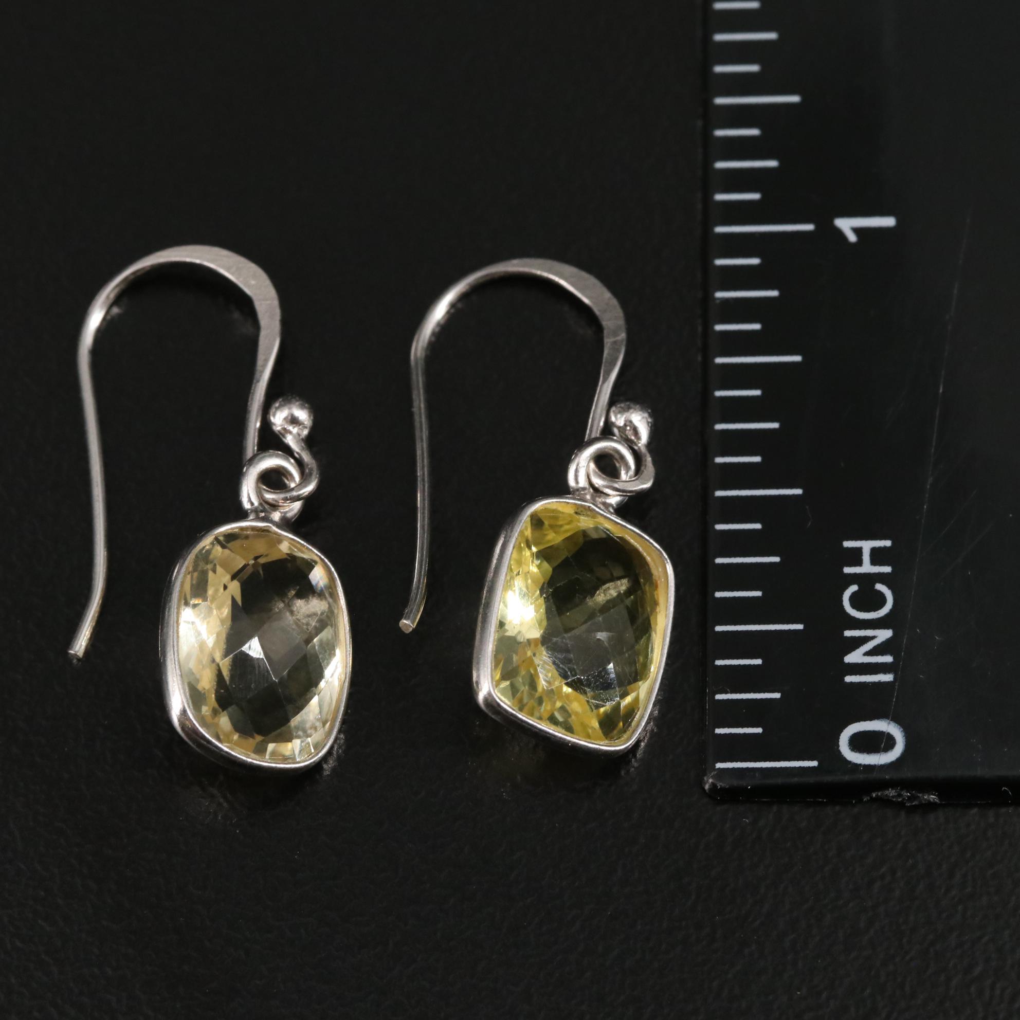 Sterling Citrine Drop Earrings