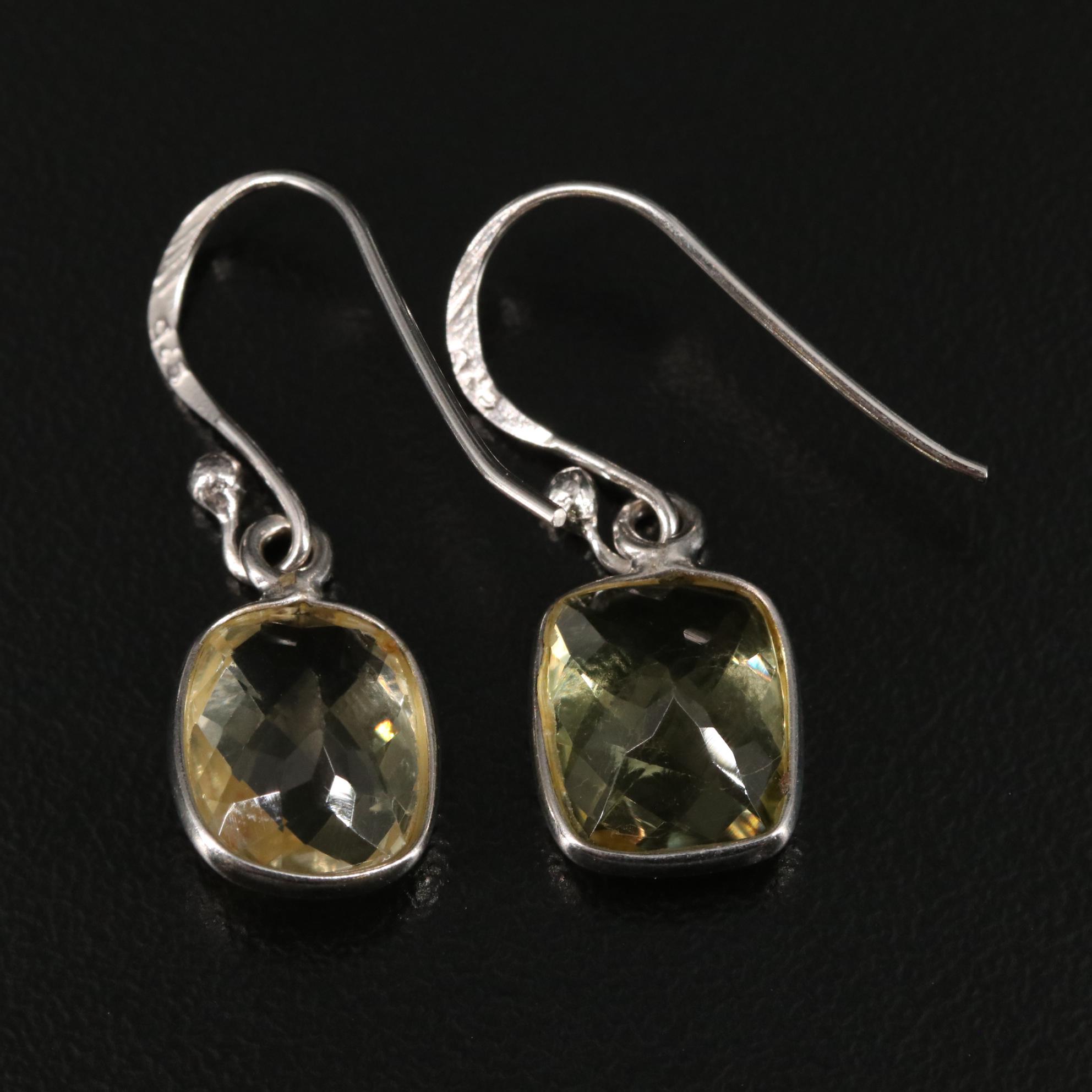 Sterling Citrine Drop Earrings