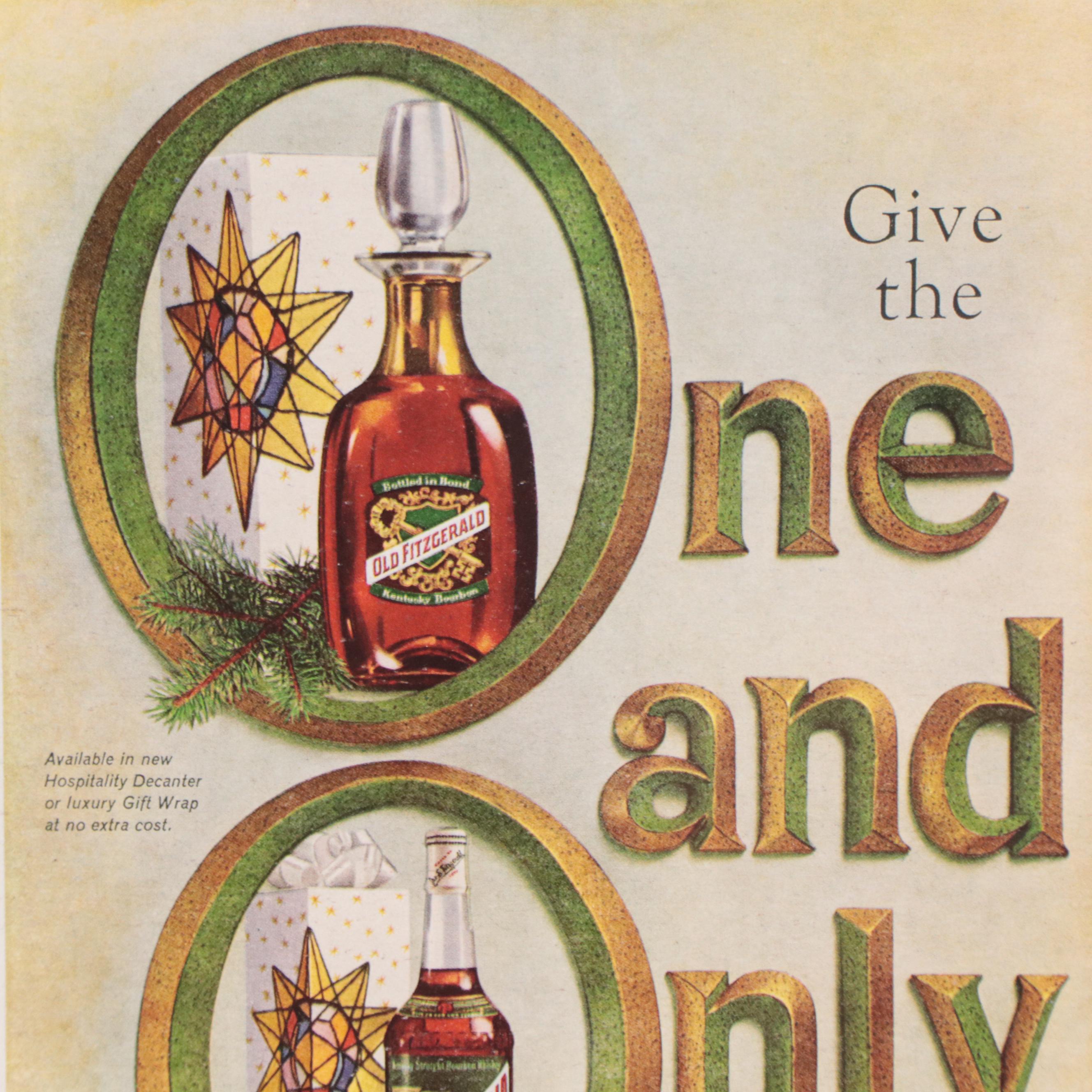 Old Fitzgerald Bourbon Whiskey Offset Lithograph Advertisement, Mid-20th Century