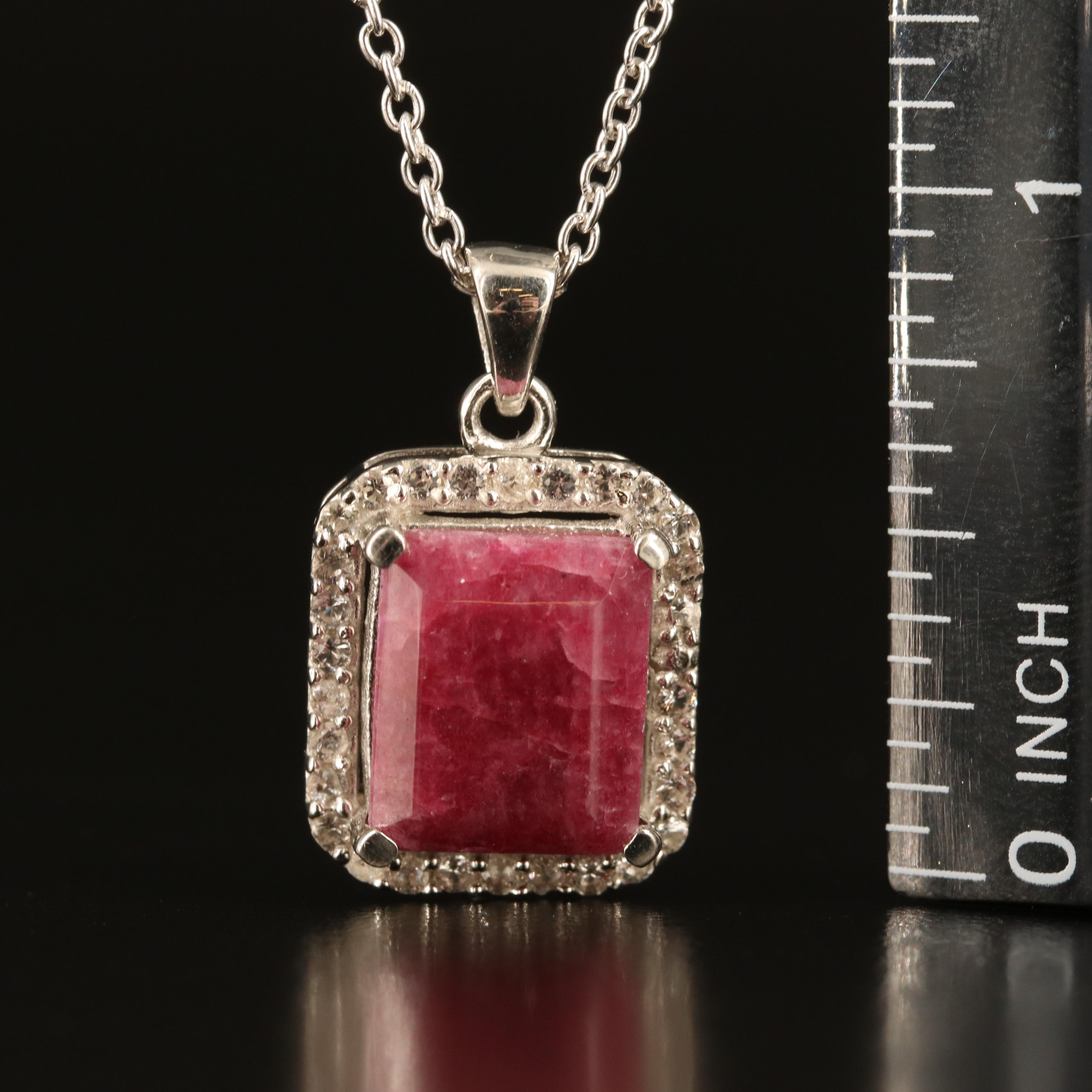 Sterling Beryl and White Topaz Pendant Necklaces