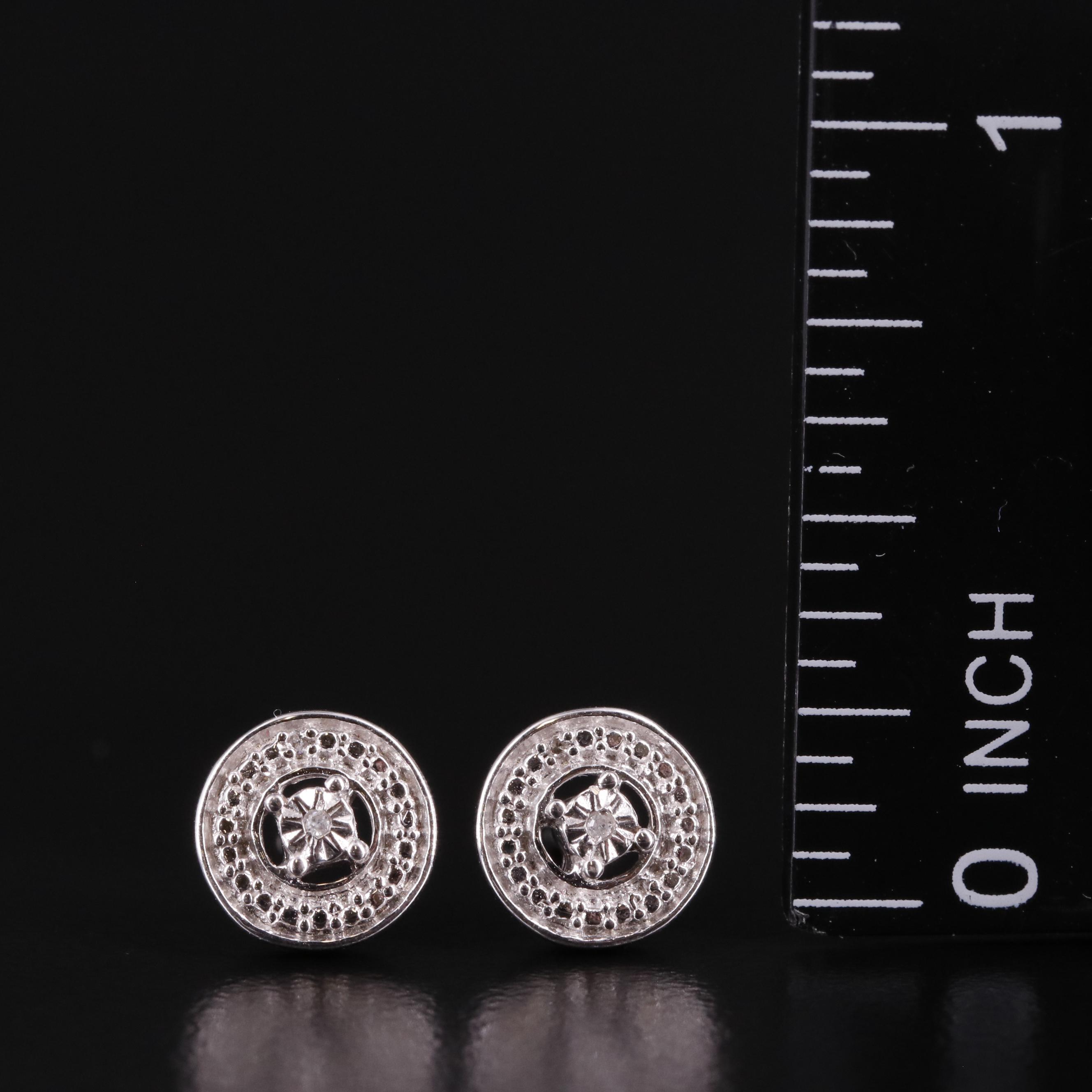 Sterling Diamond Set of Three Earrings