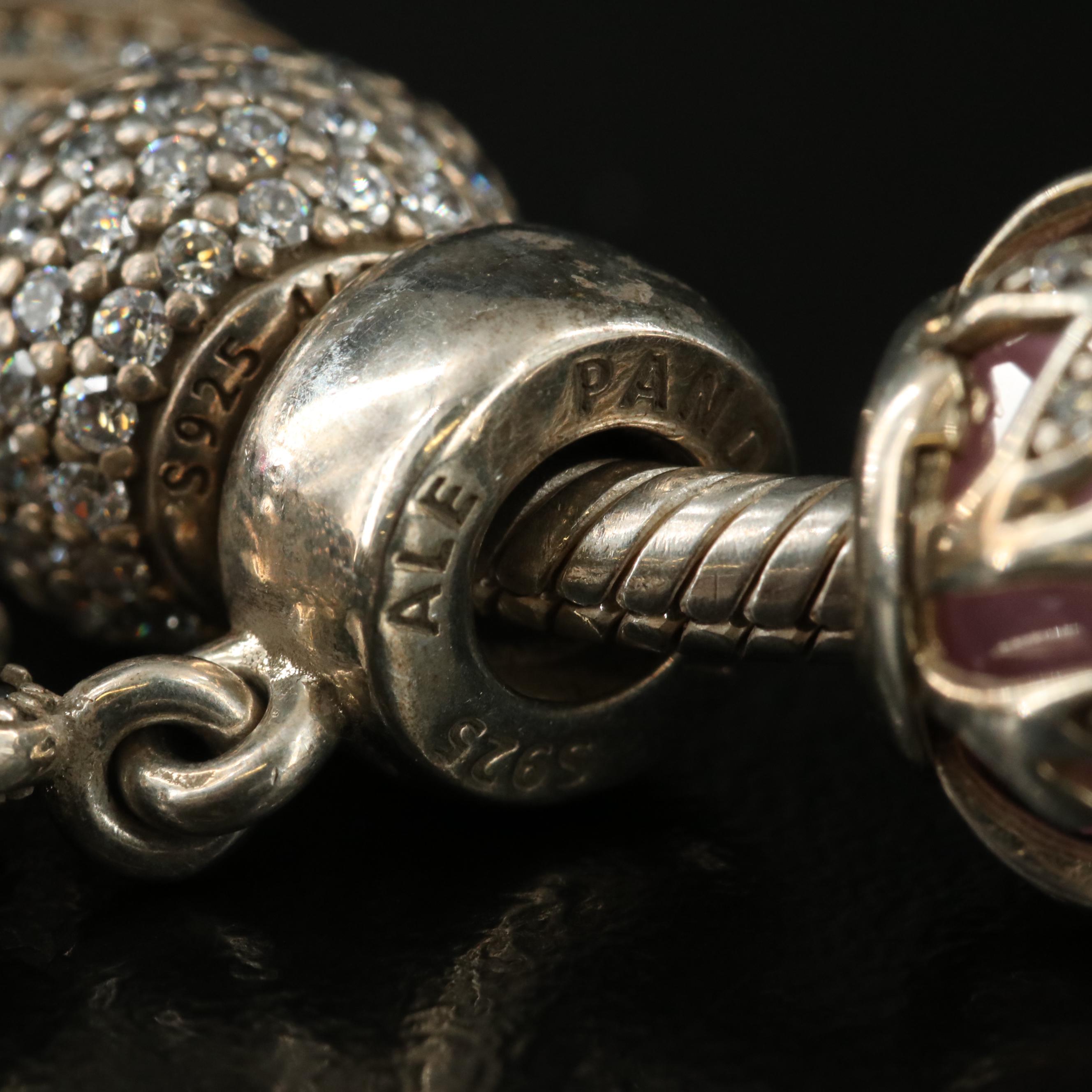 Pandora Sterling Charm Bracelet Including Cubic Zirconia and Enamel