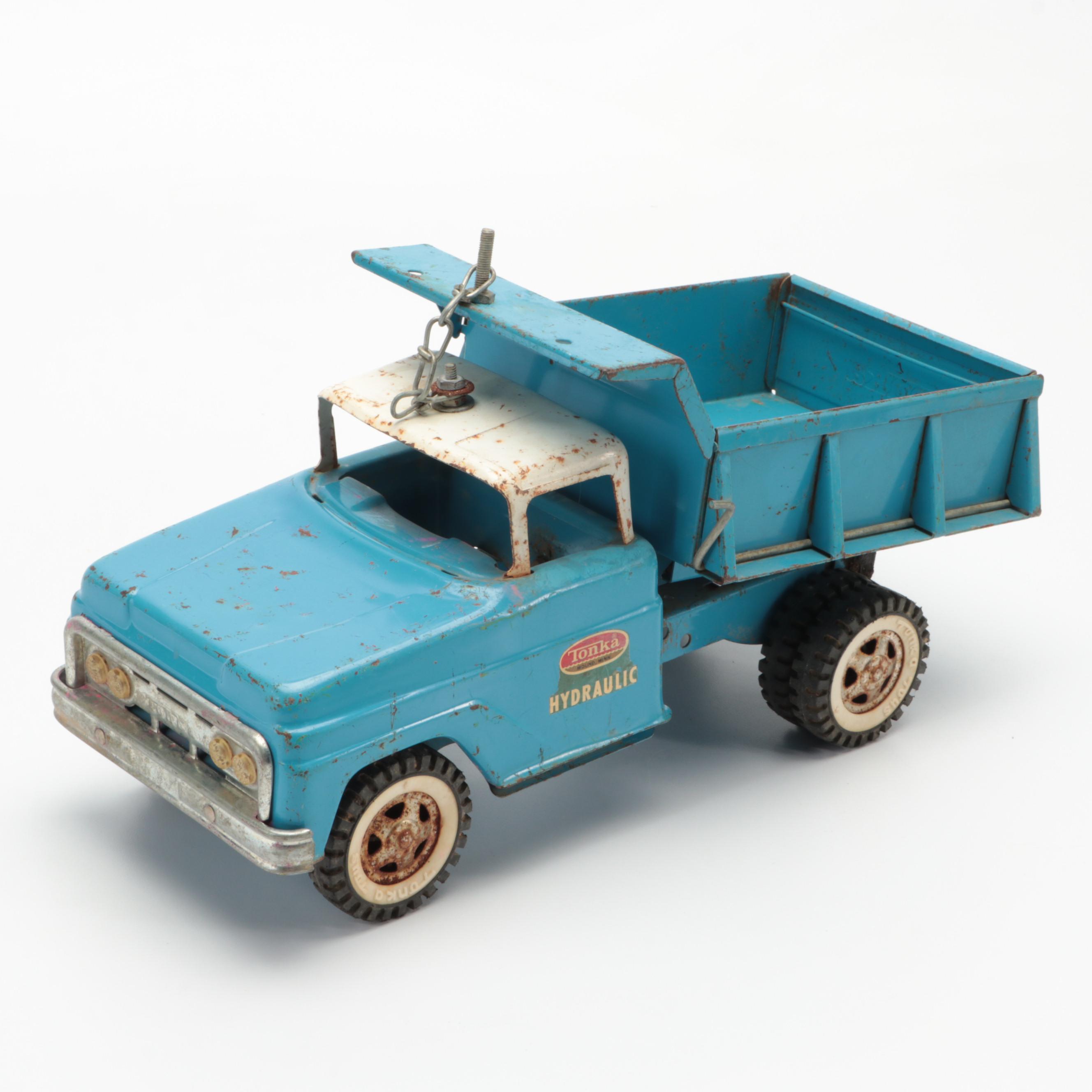 Tonka Trencher with Diecast Metal Toy Pickup Trucks, Mid to Late 20th Century