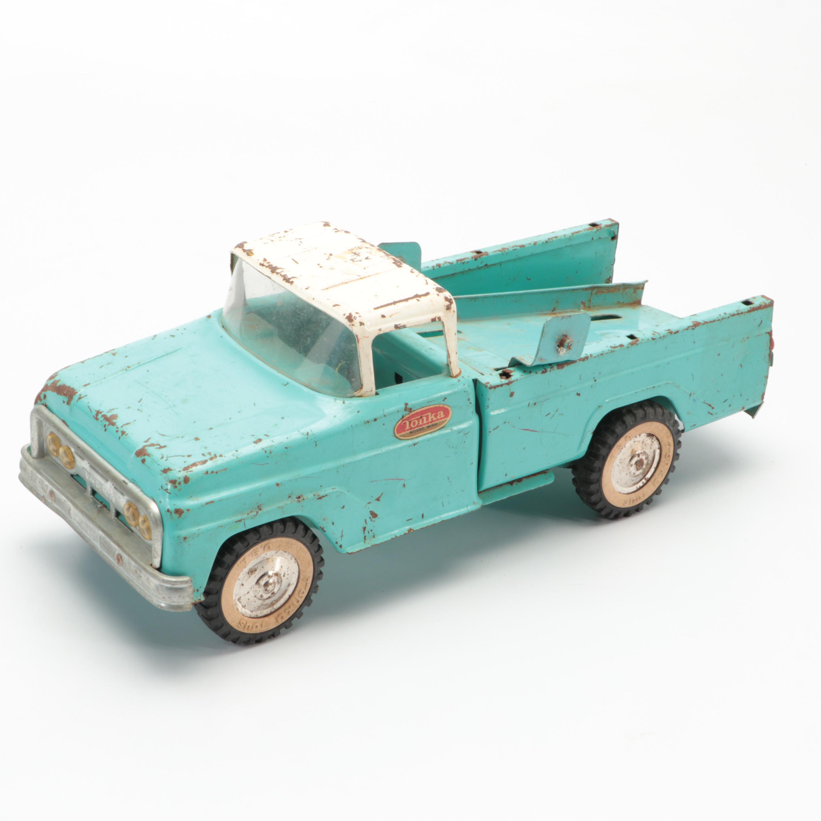 Tonka Trencher with Diecast Metal Toy Pickup Trucks, Mid to Late 20th Century