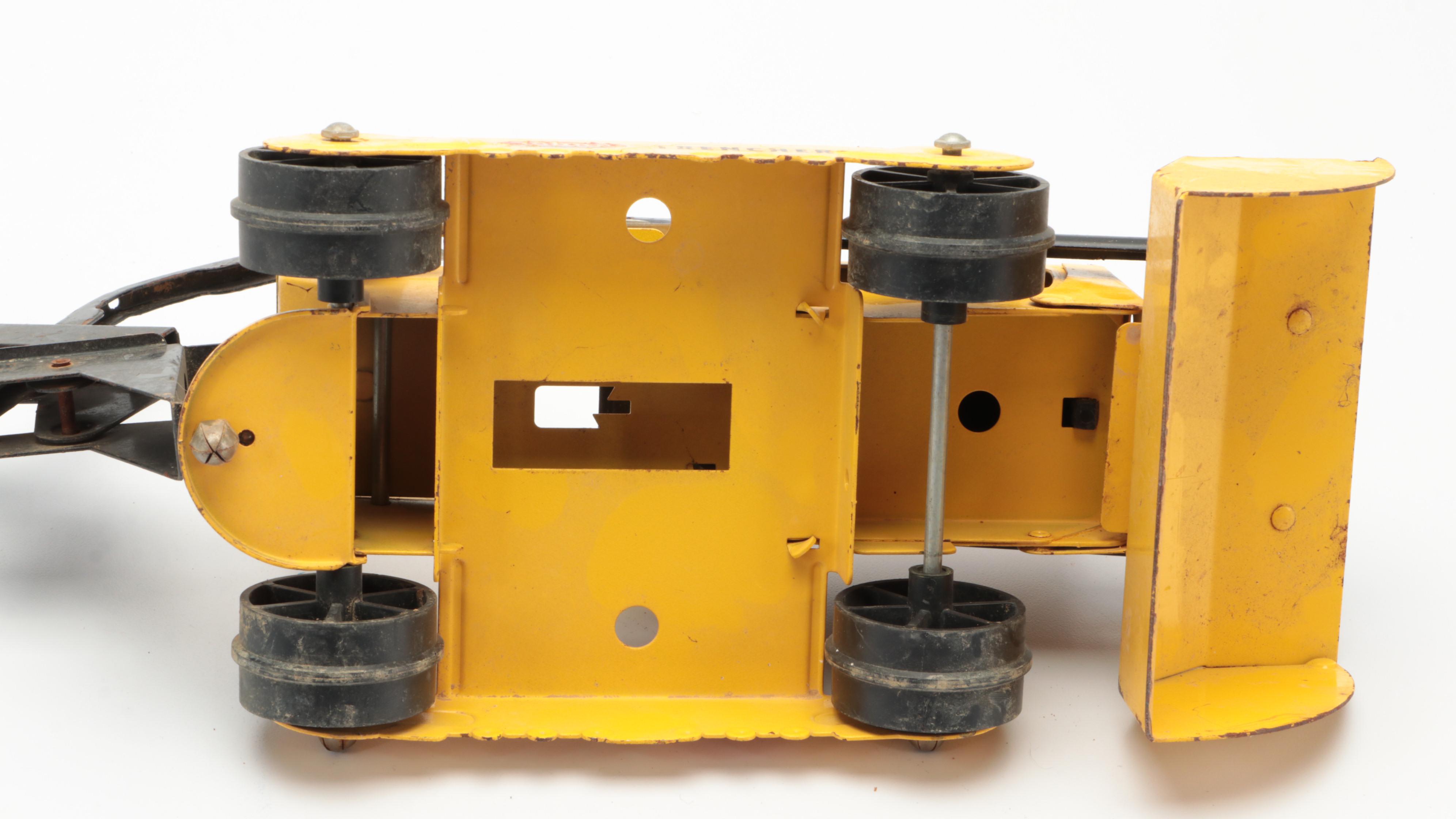 Tonka Trencher with Diecast Metal Toy Pickup Trucks, Mid to Late 20th Century