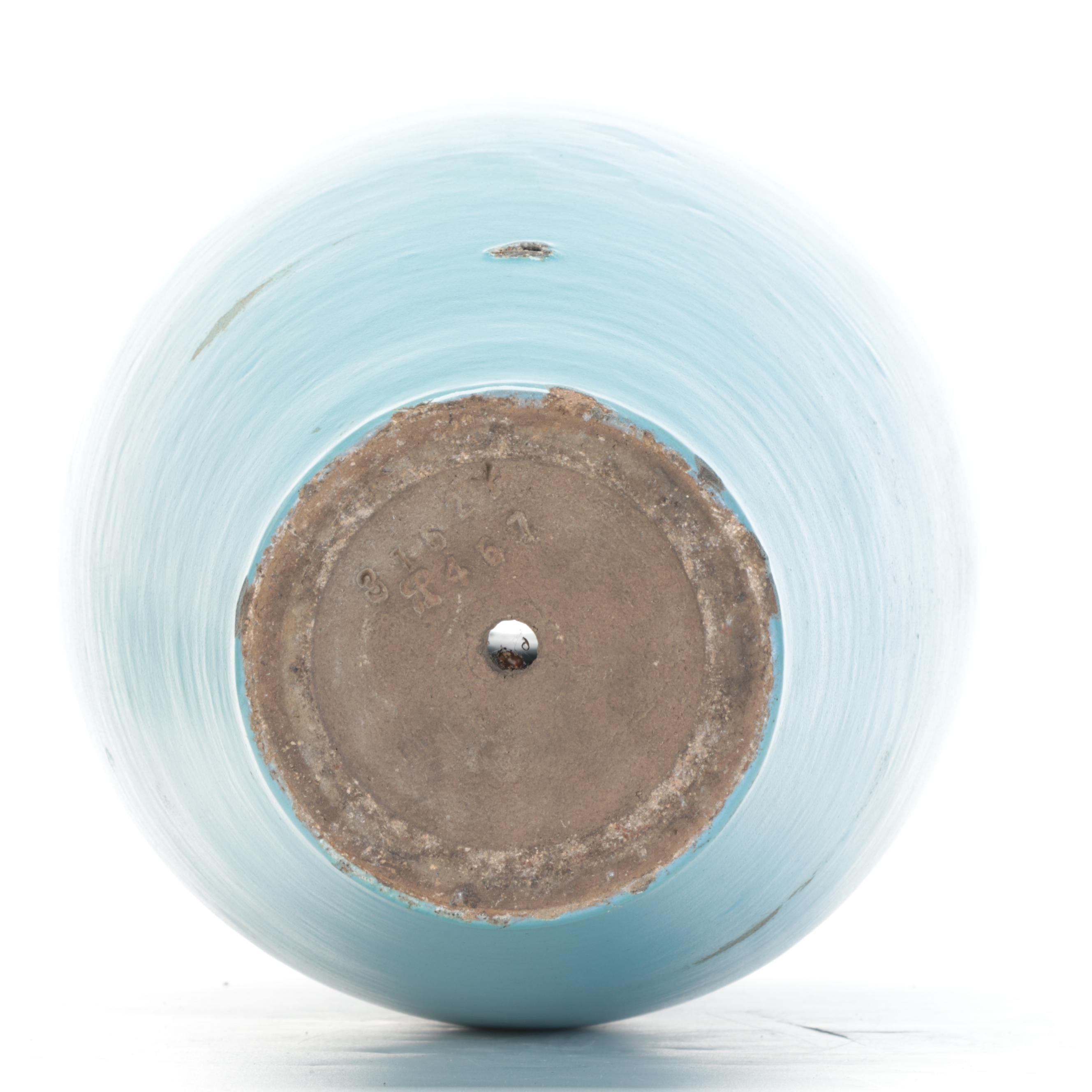 Turquoise Glazed Earthenware Floor Vase