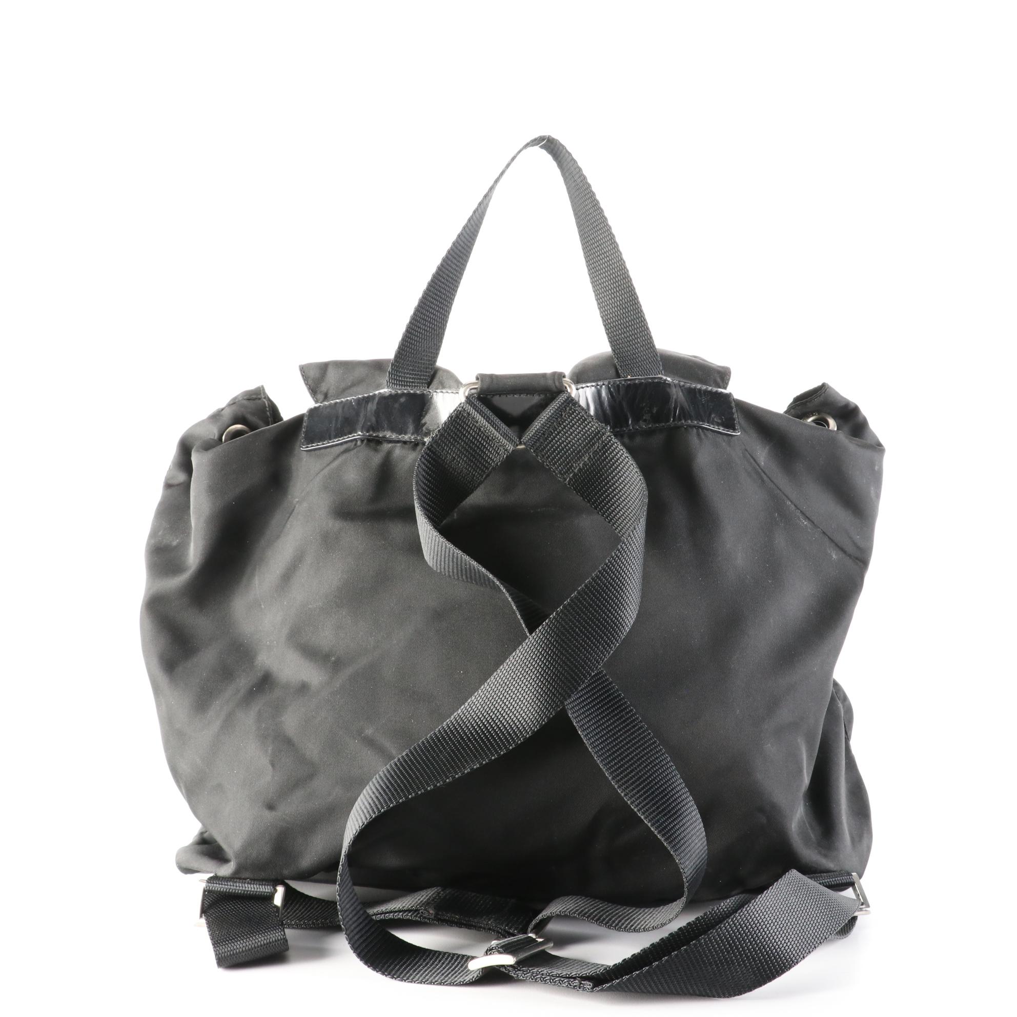 Prada Backpack in Black Nylon and Leather
