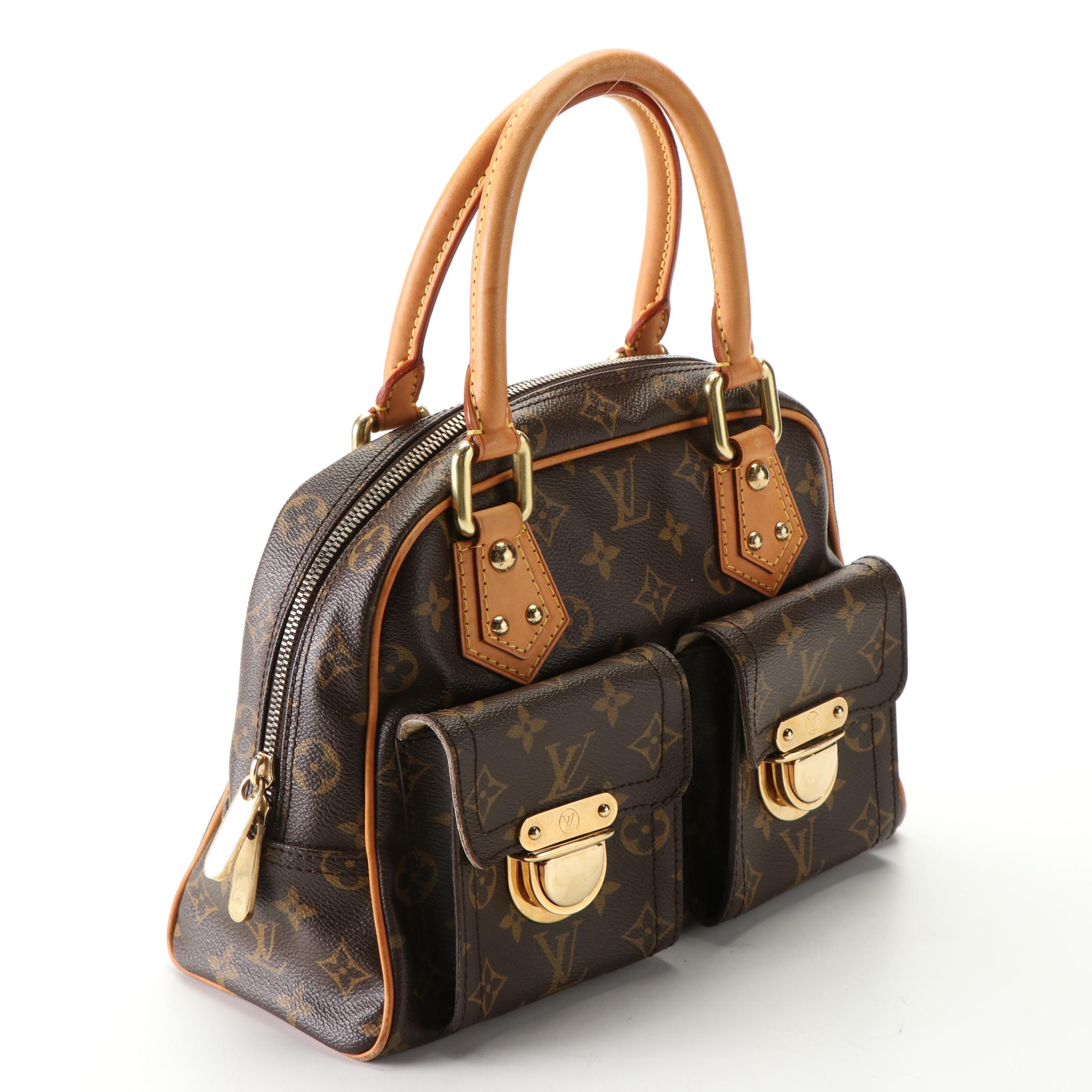 Louis Vuitton Manhattan Handbag PM  in Monogram Canvas and Vachetta Leather