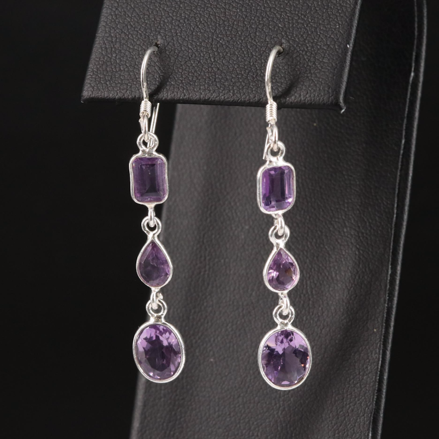 Sterling Amethyst Dangle Earrings