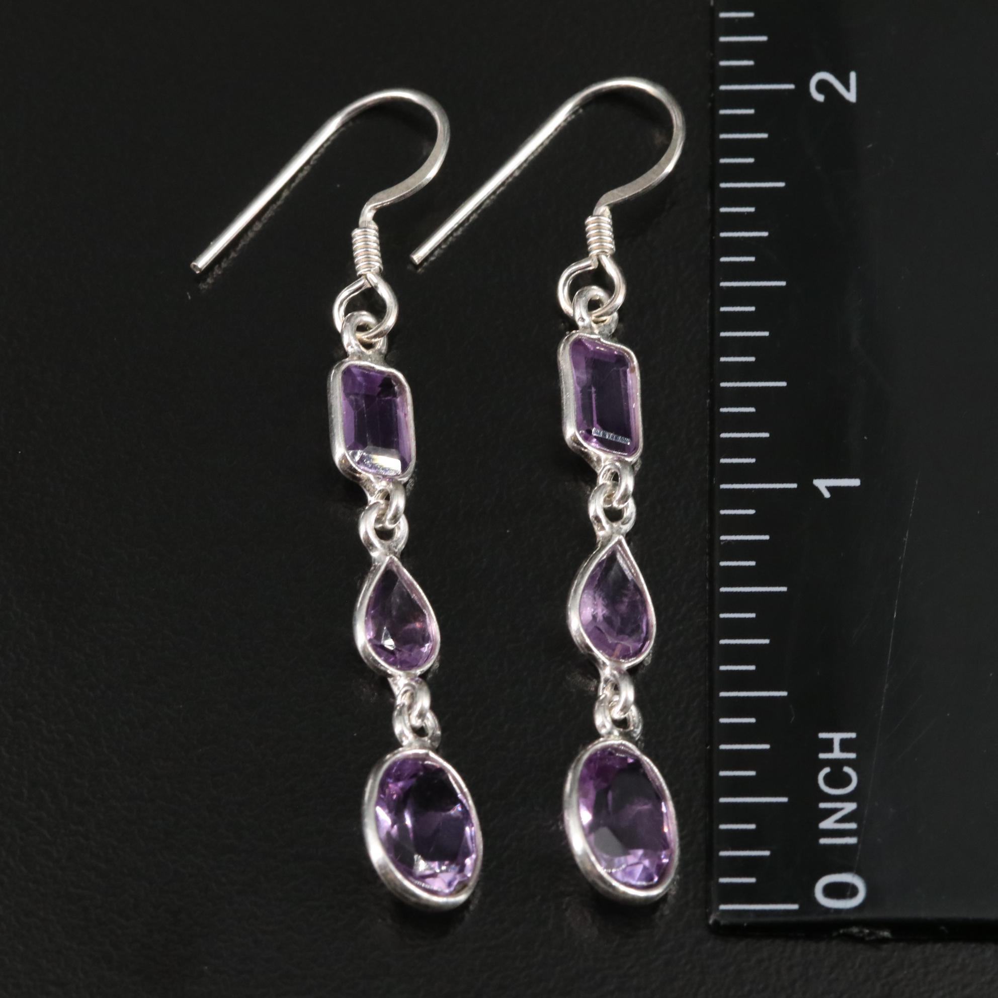 Sterling Amethyst Dangle Earrings