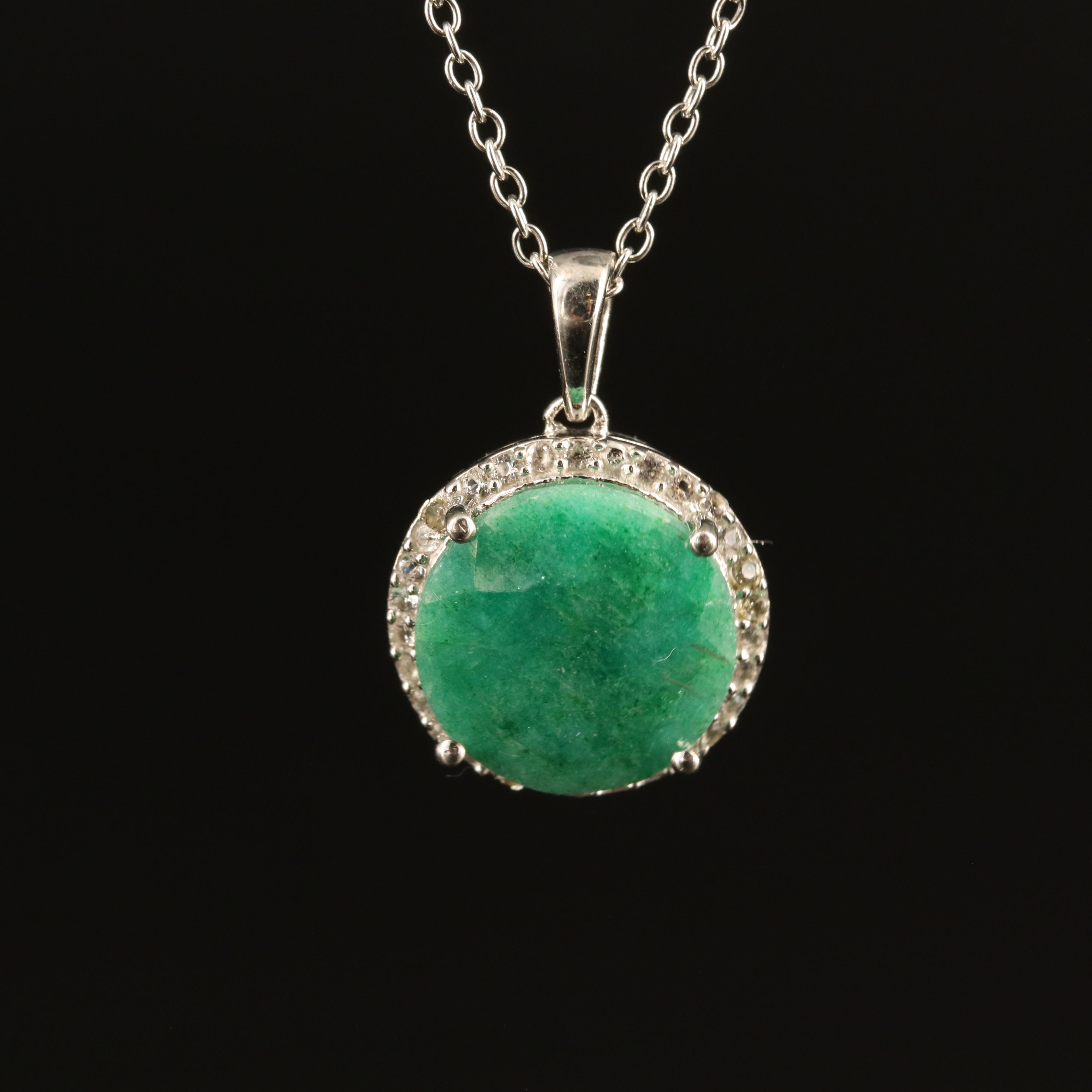 Sterling Beryl and Topaz Pendant Necklace