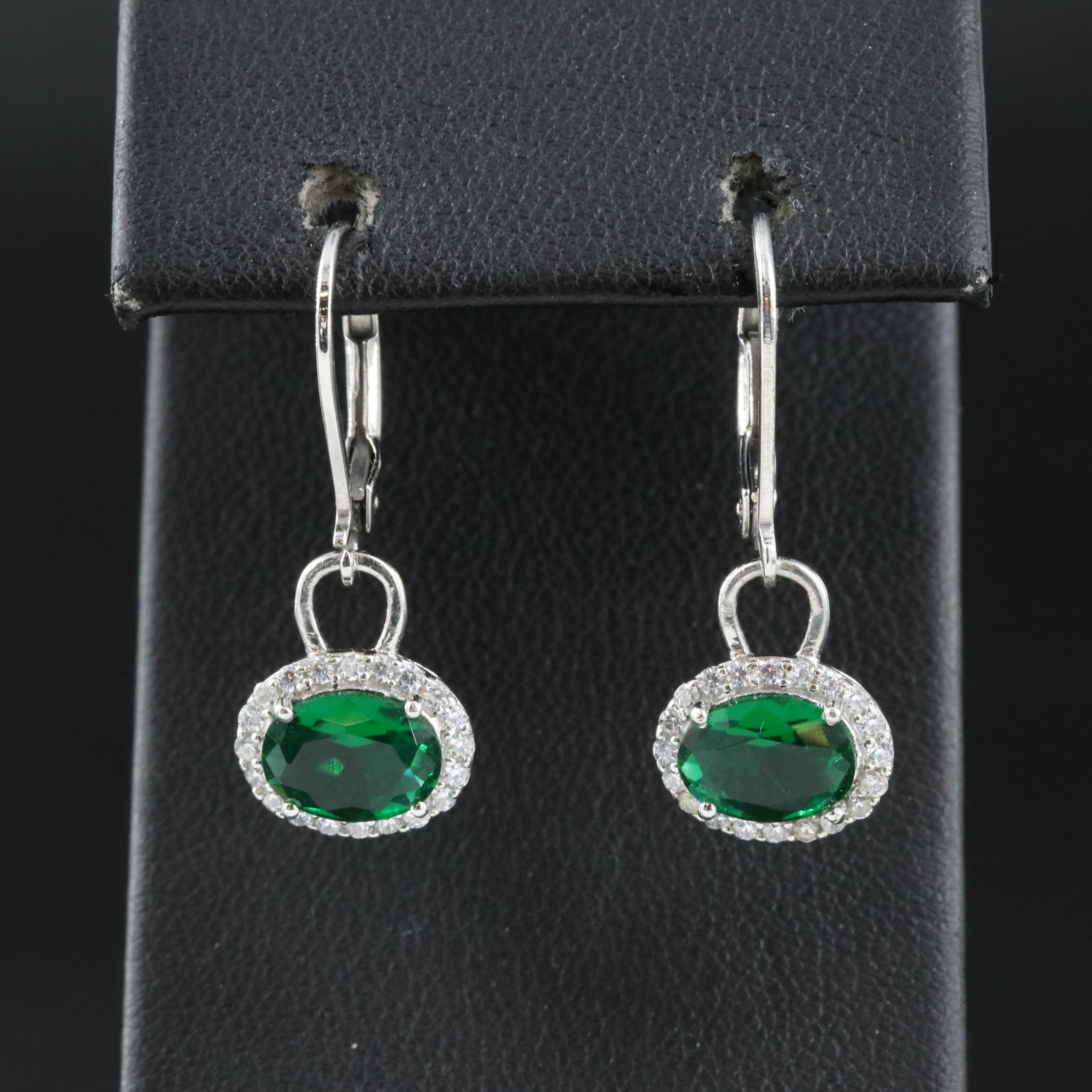 Sterling Glass and Cubic Zirconia Earrings