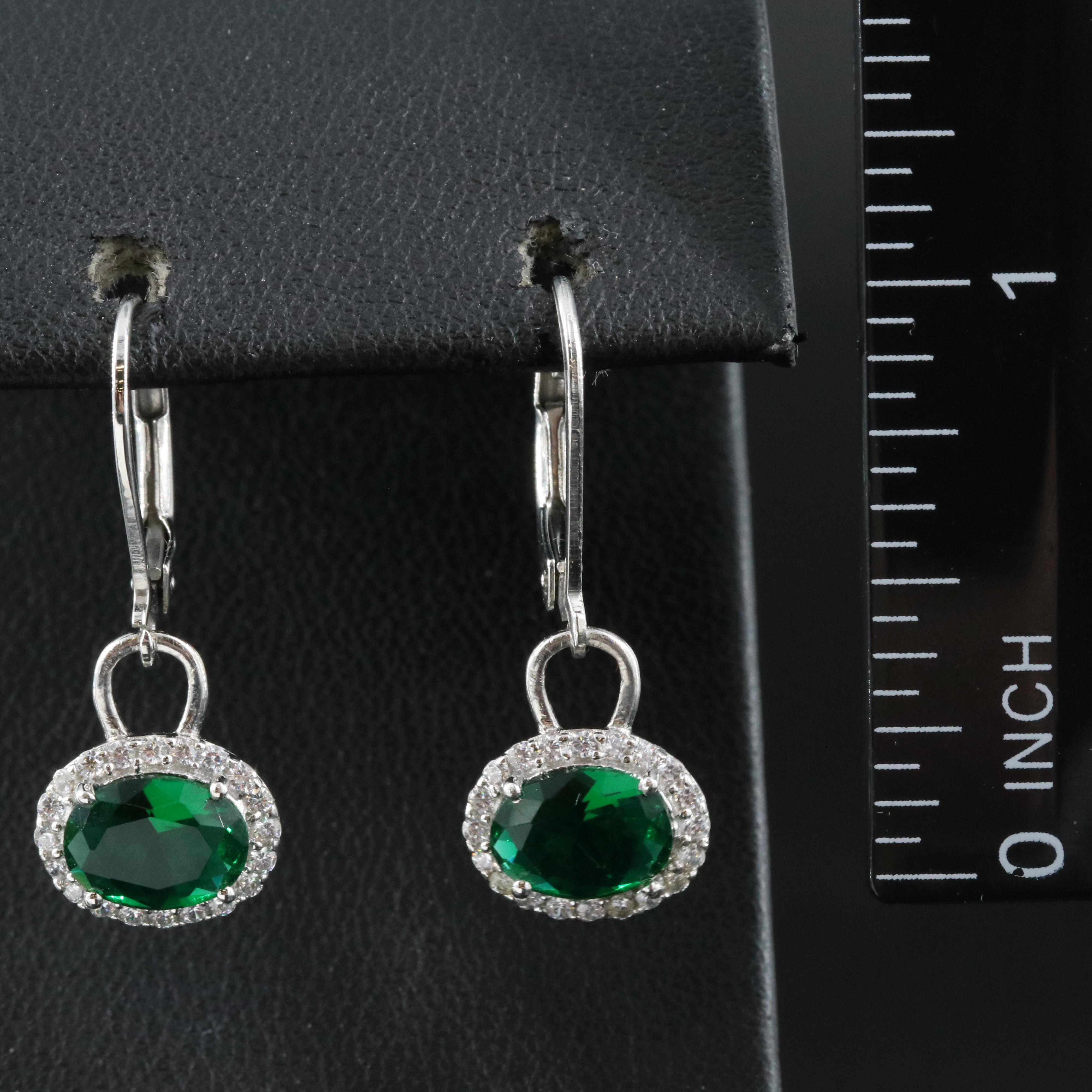 Sterling Glass and Cubic Zirconia Earrings
