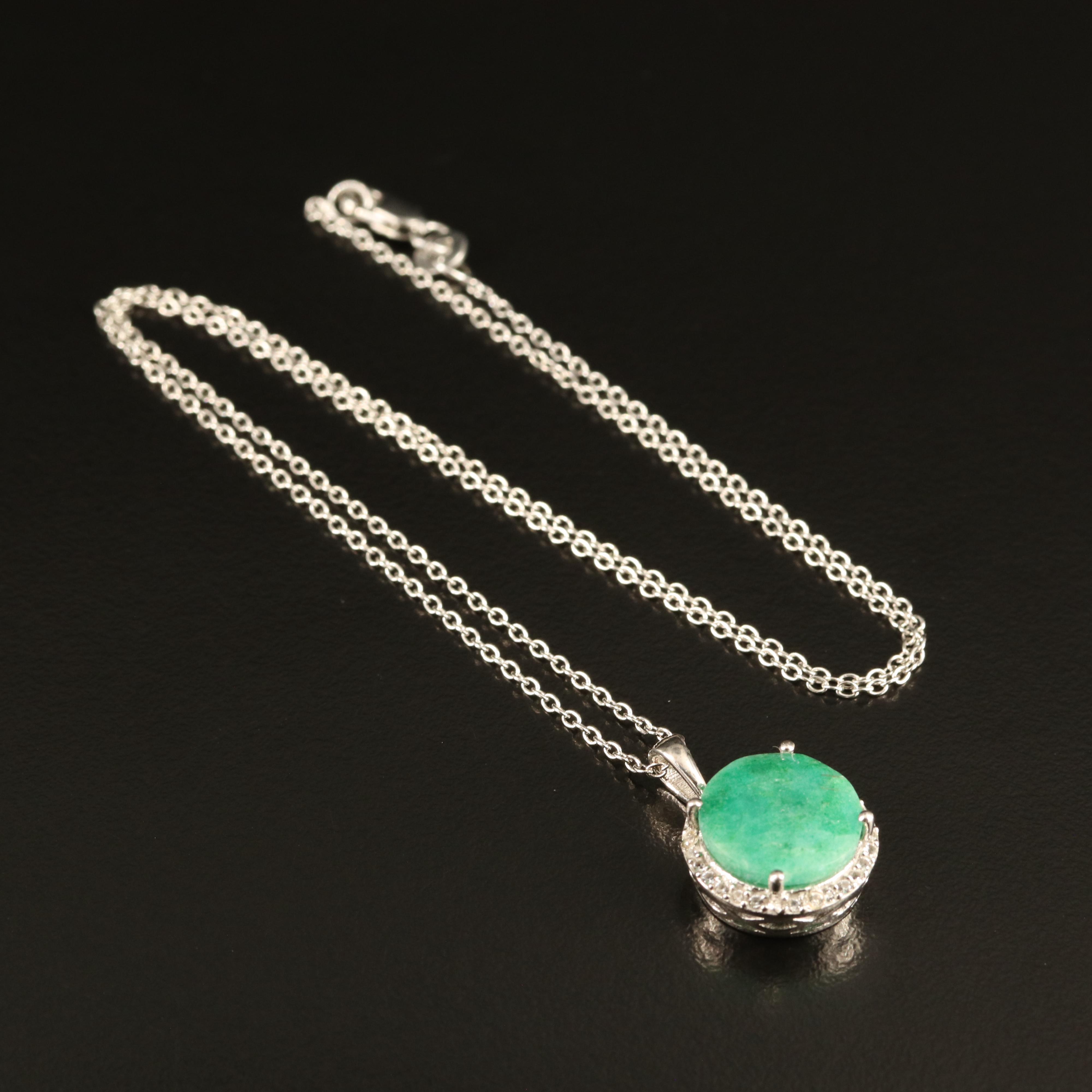 Sterling Beryl and Topaz Pendant Necklace