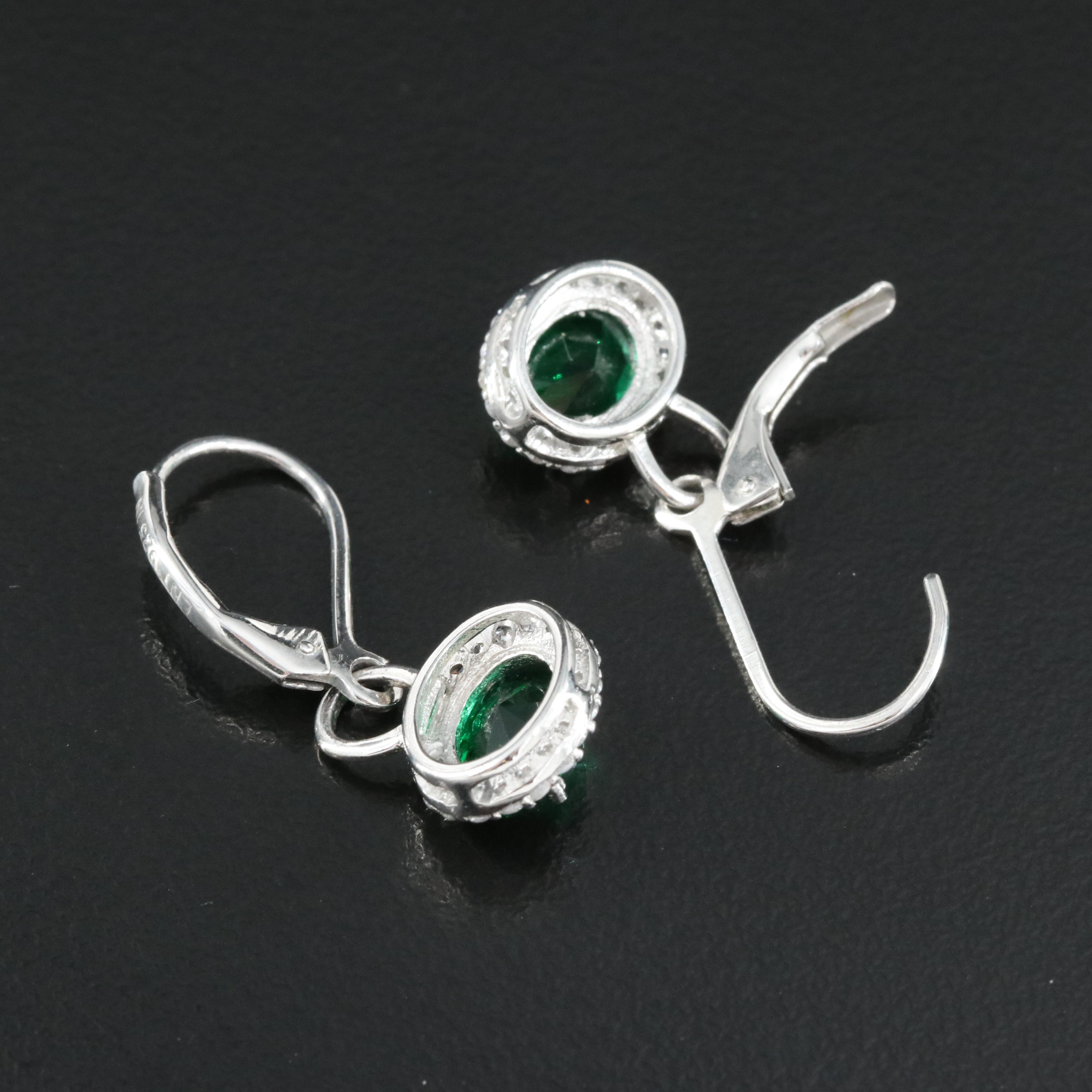 Sterling Glass and Cubic Zirconia Earrings