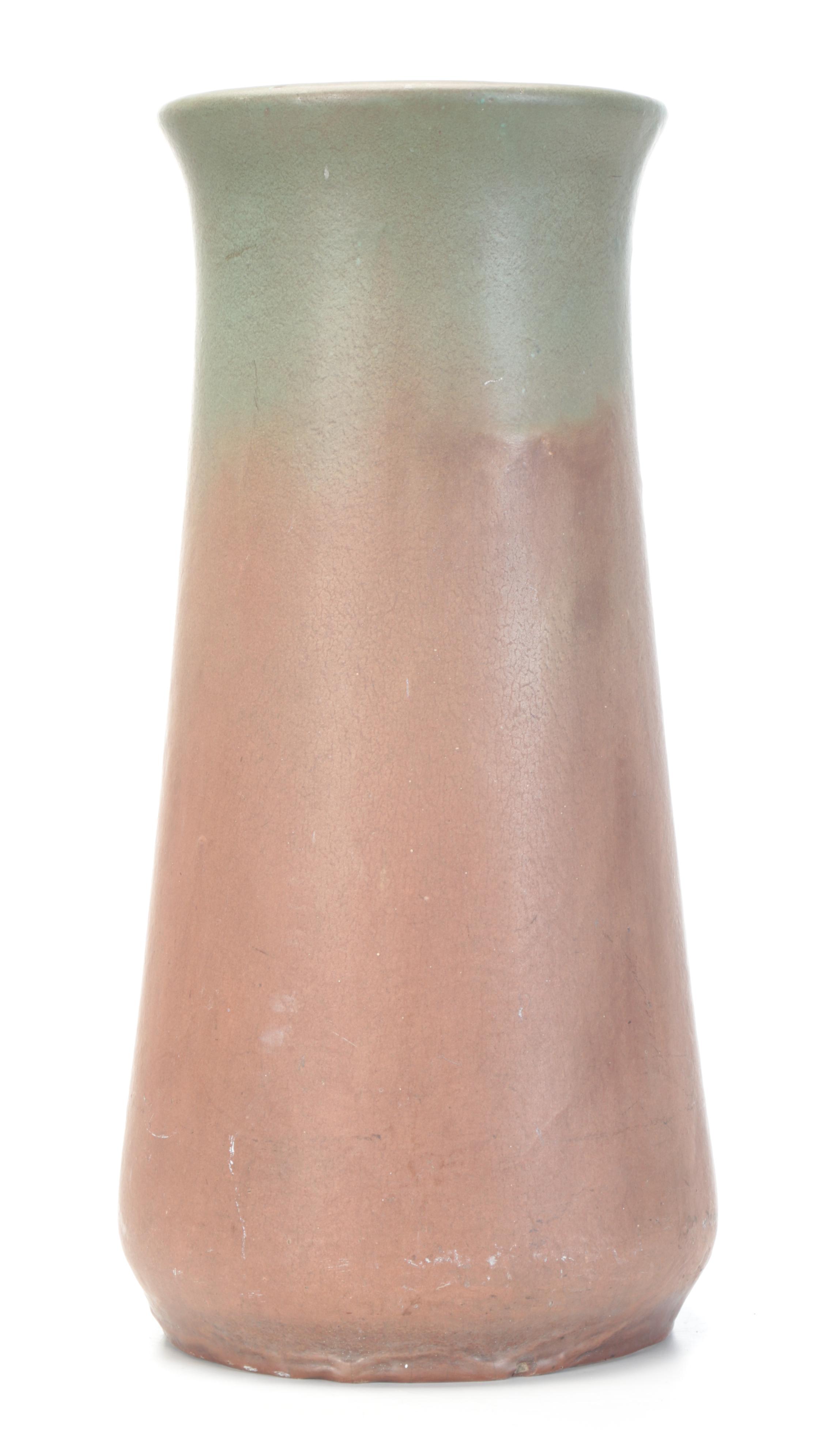 Rookwood Pottery Green and Brown Glazed Ceramic Floor Vase, Early to Mid-20th C.