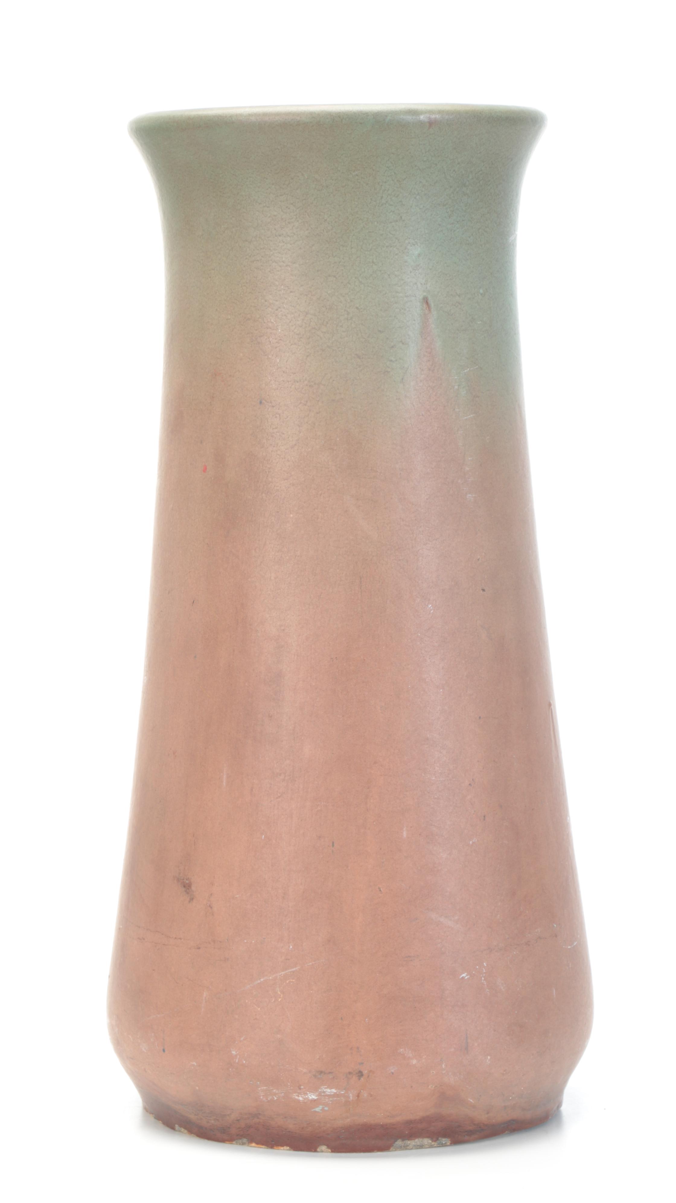 Rookwood Pottery Green and Brown Glazed Ceramic Floor Vase, Early to Mid-20th C.