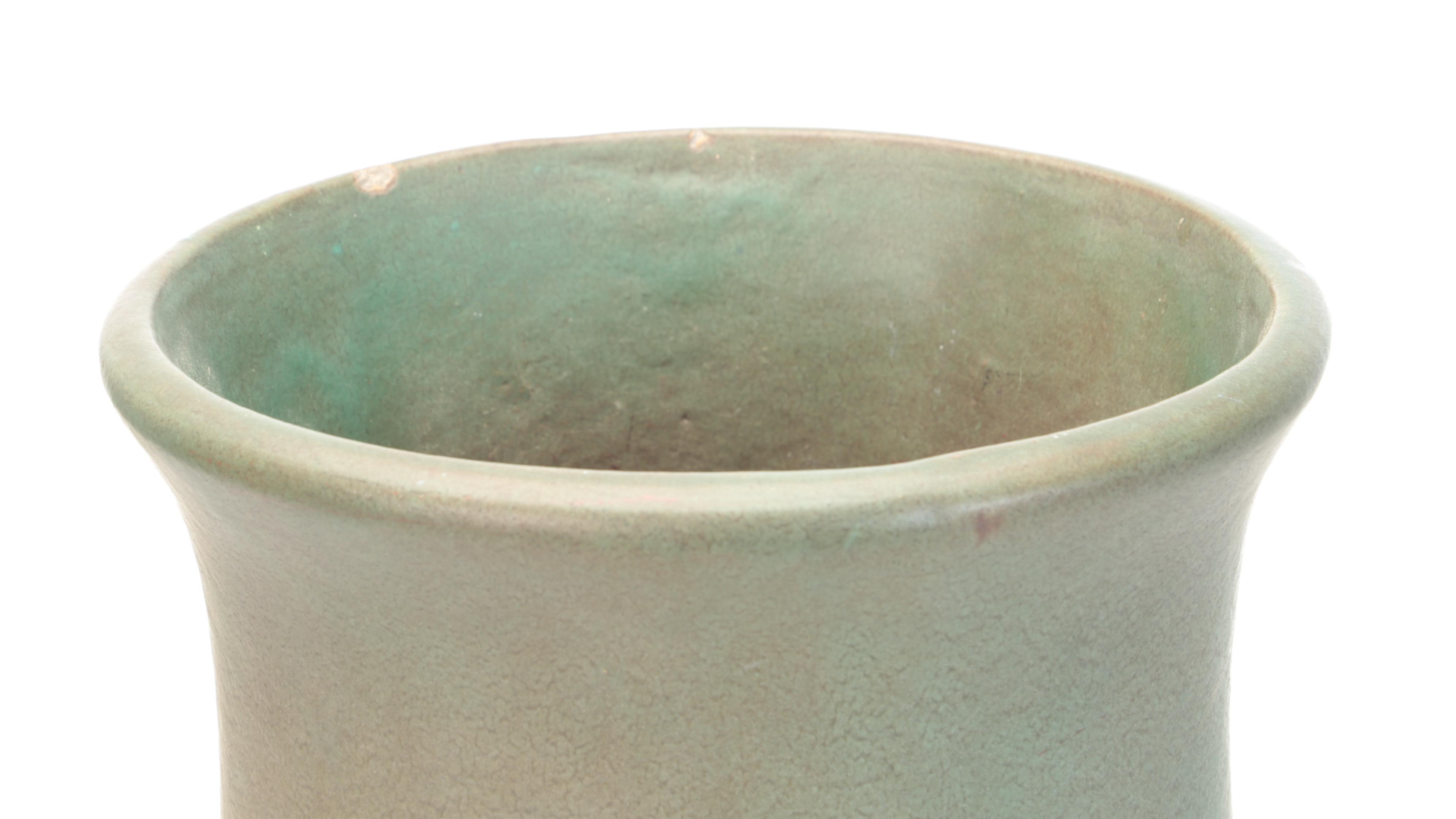 Rookwood Pottery Green and Brown Glazed Ceramic Floor Vase, Early to Mid-20th C.