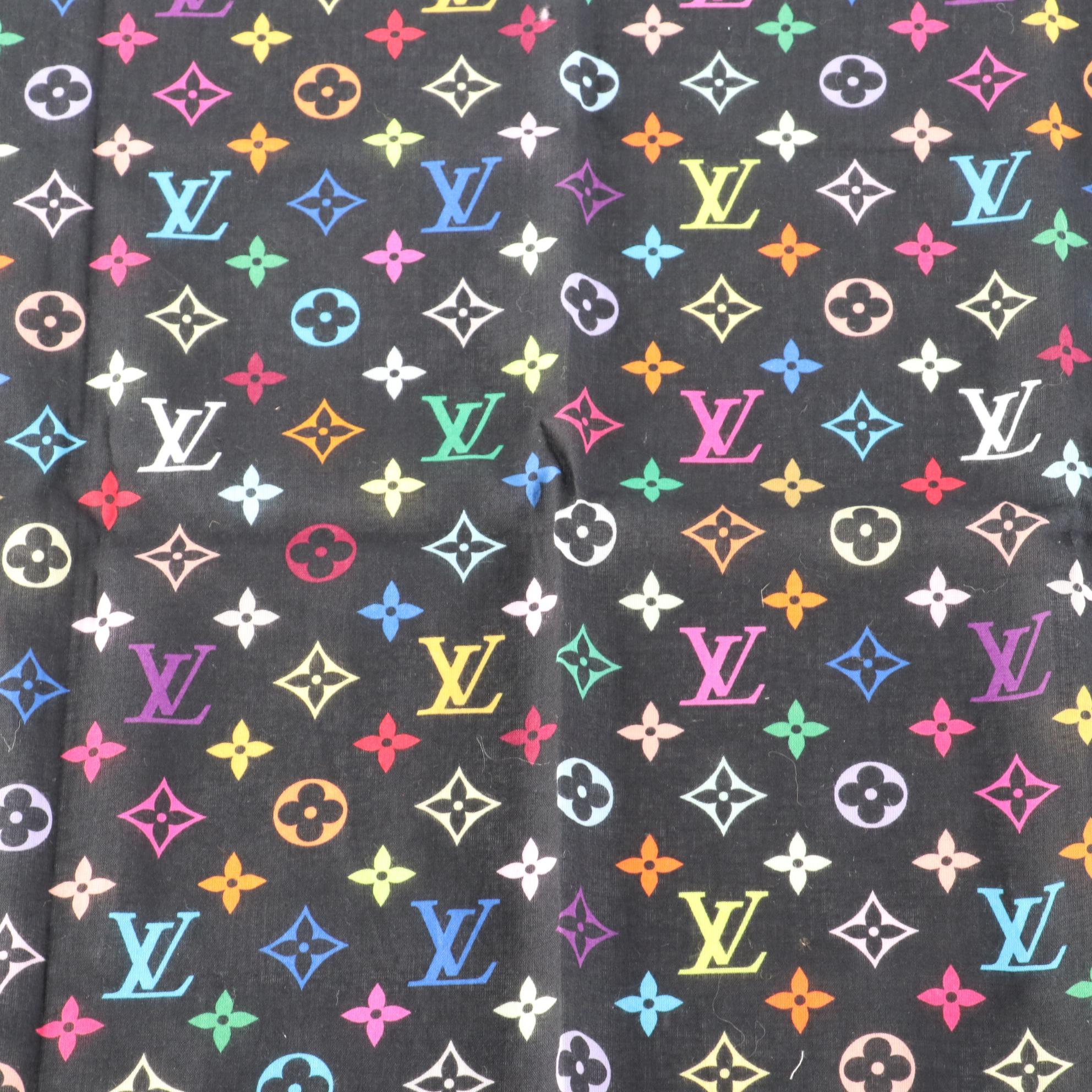 Louis Vuitton Takashi Murakami Black Multicolor Monogram Scarf with Box