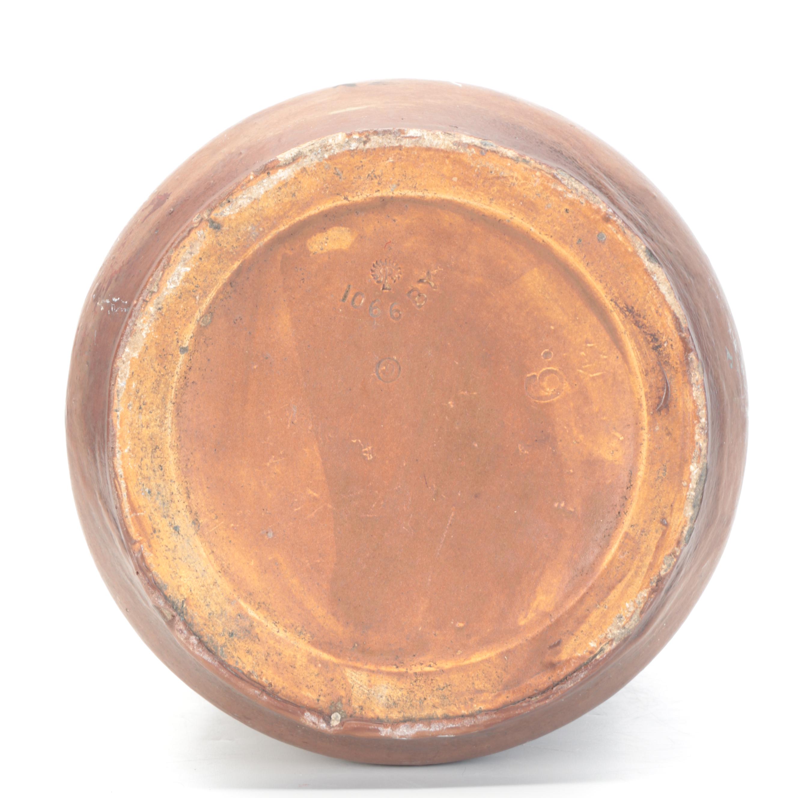 Rookwood Pottery Green and Brown Glazed Ceramic Floor Vase, Early to Mid-20th C.