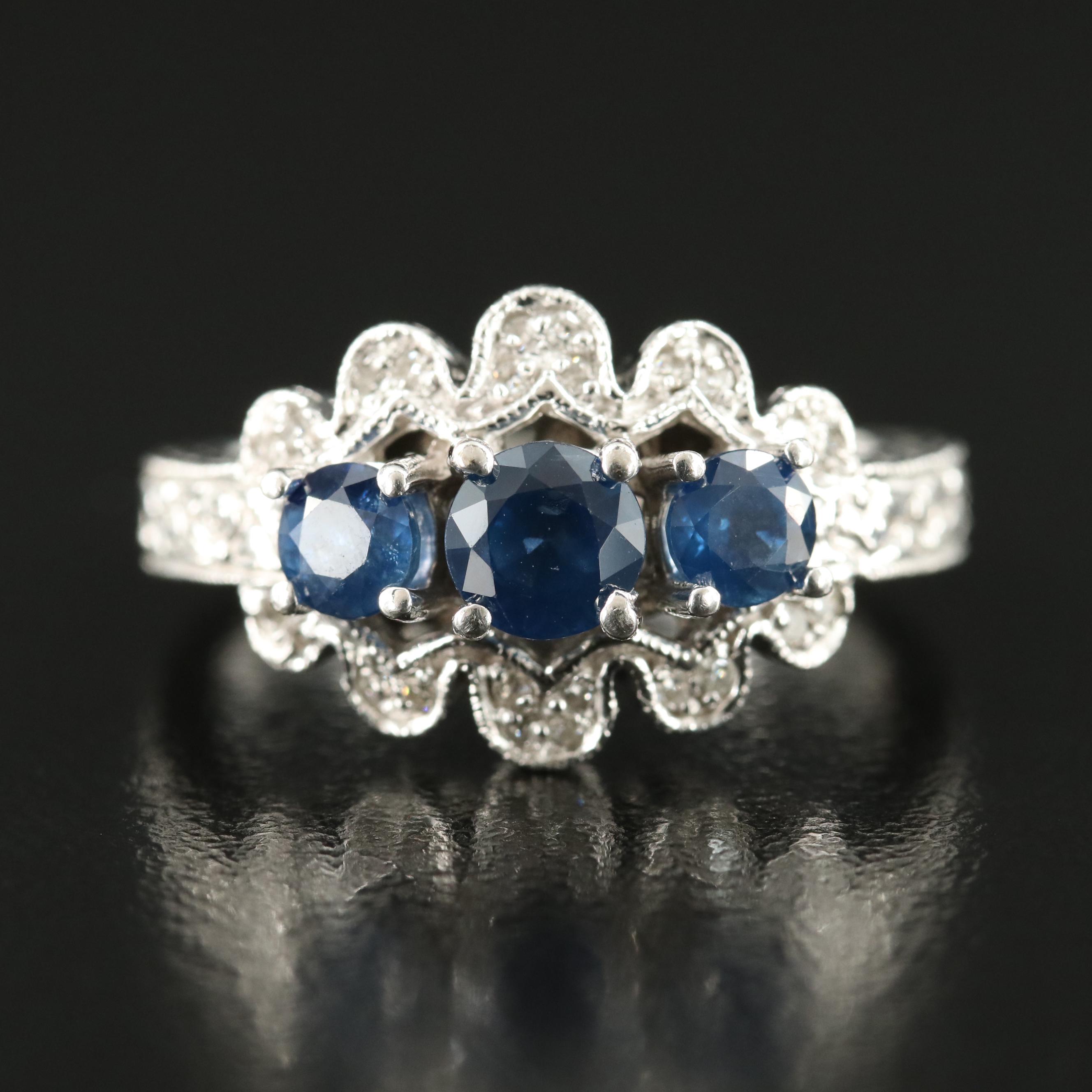 14K Sapphire and Diamond Ring