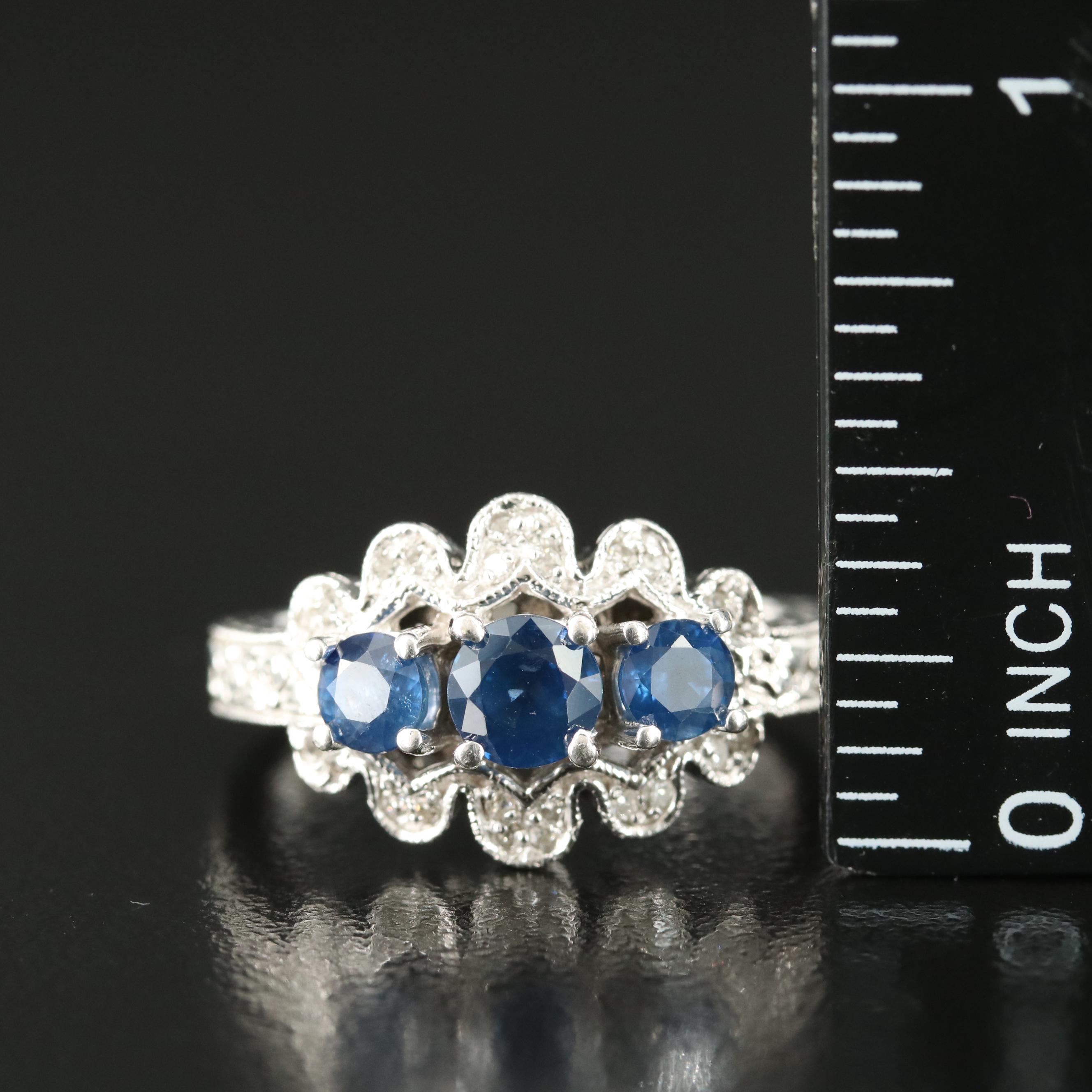 14K Sapphire and Diamond Ring