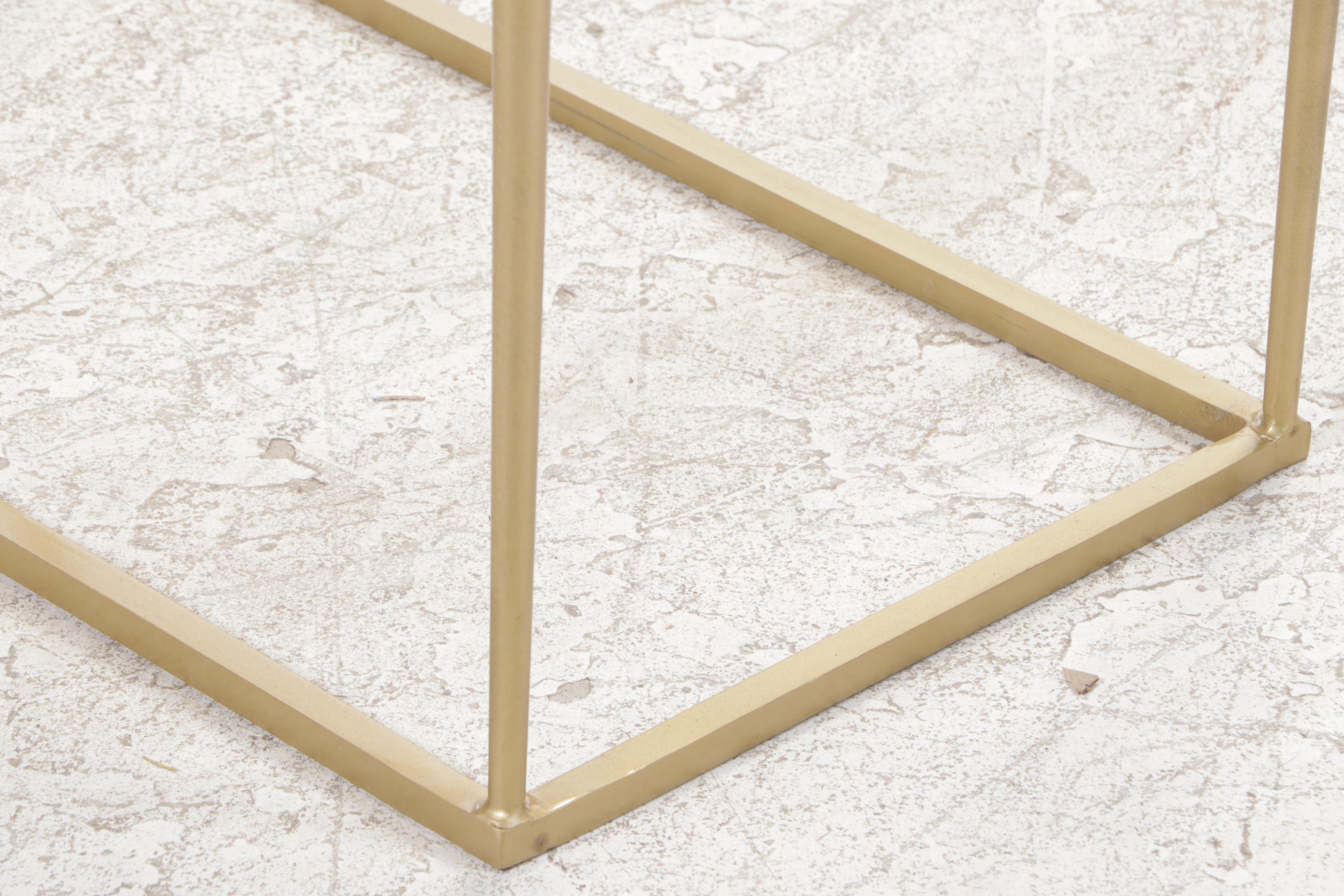 Marble Top Gold Tone Metal Console Table