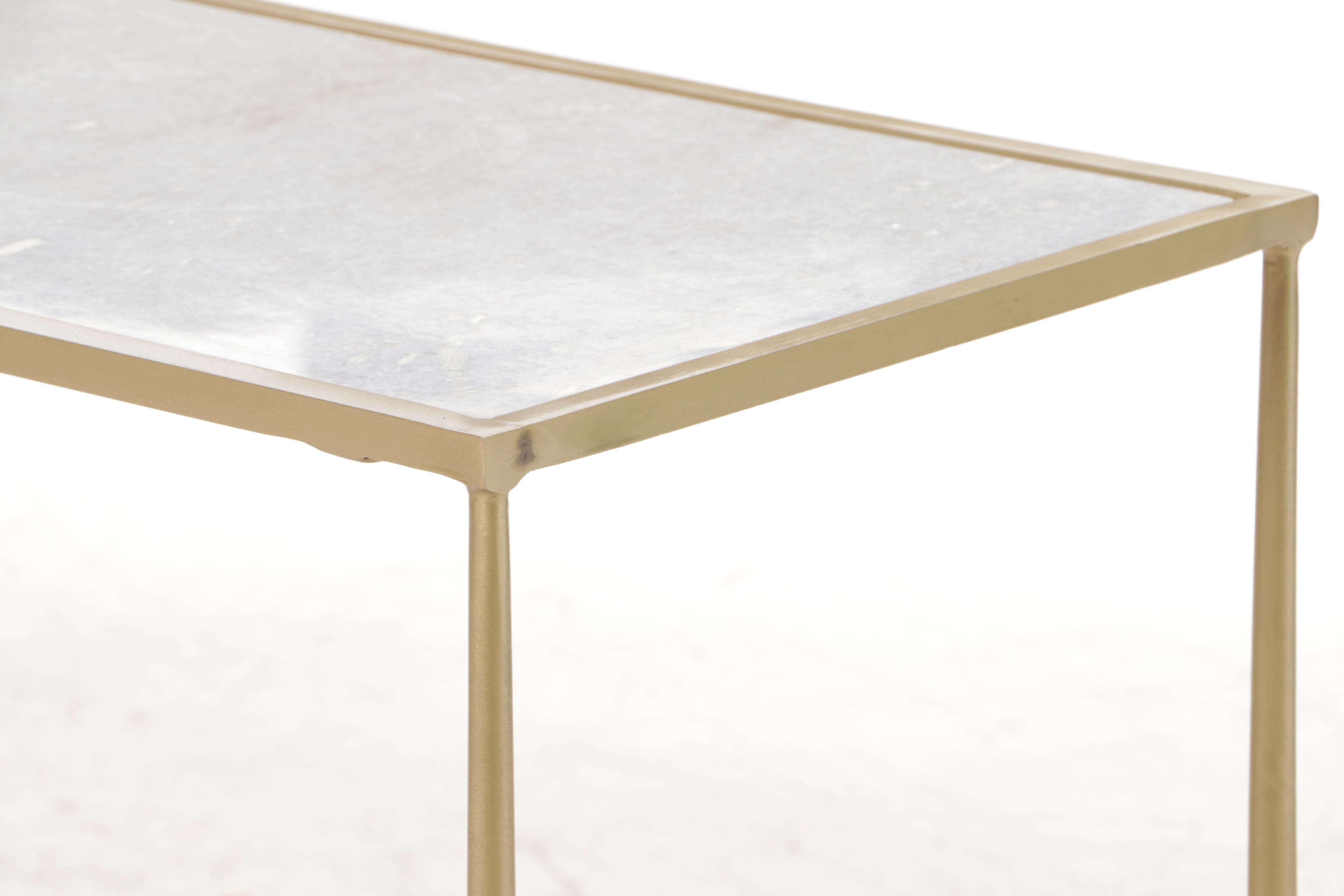 Marble Top Gold Tone Metal Console Table