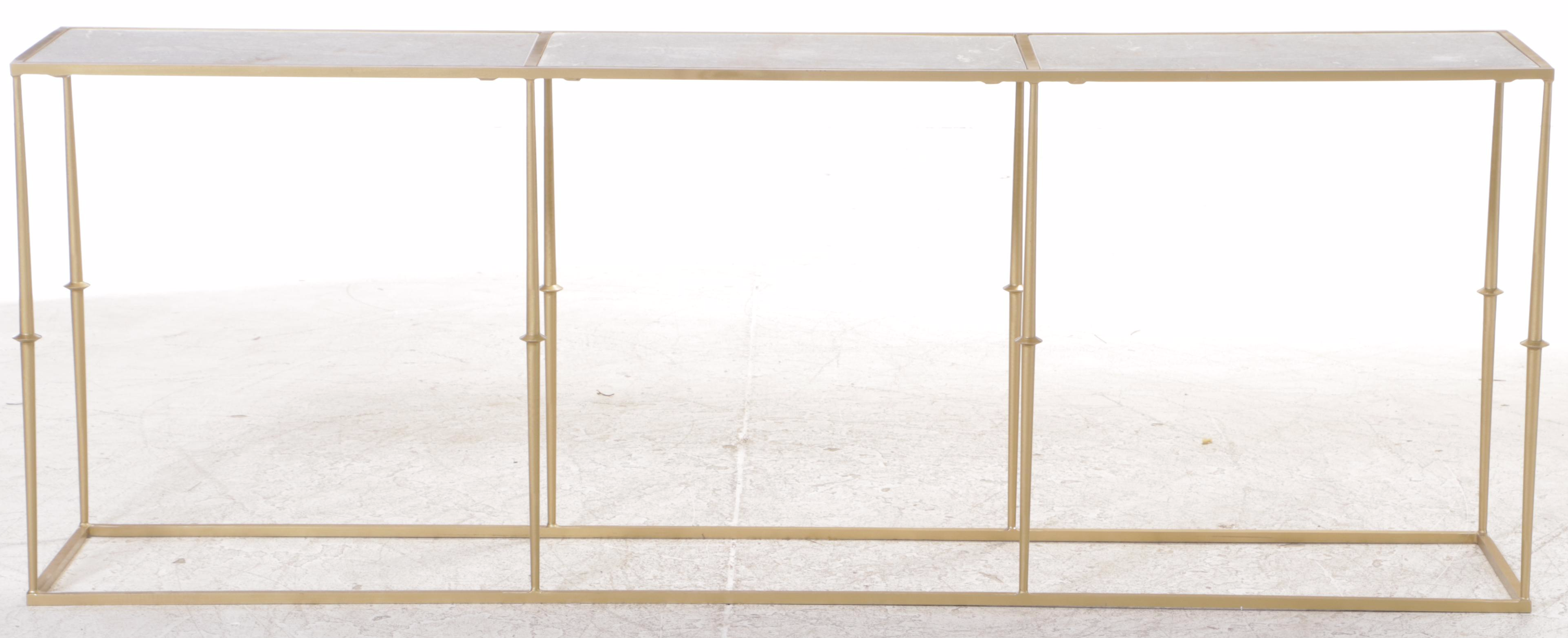 Marble Top Gold Tone Metal Console Table