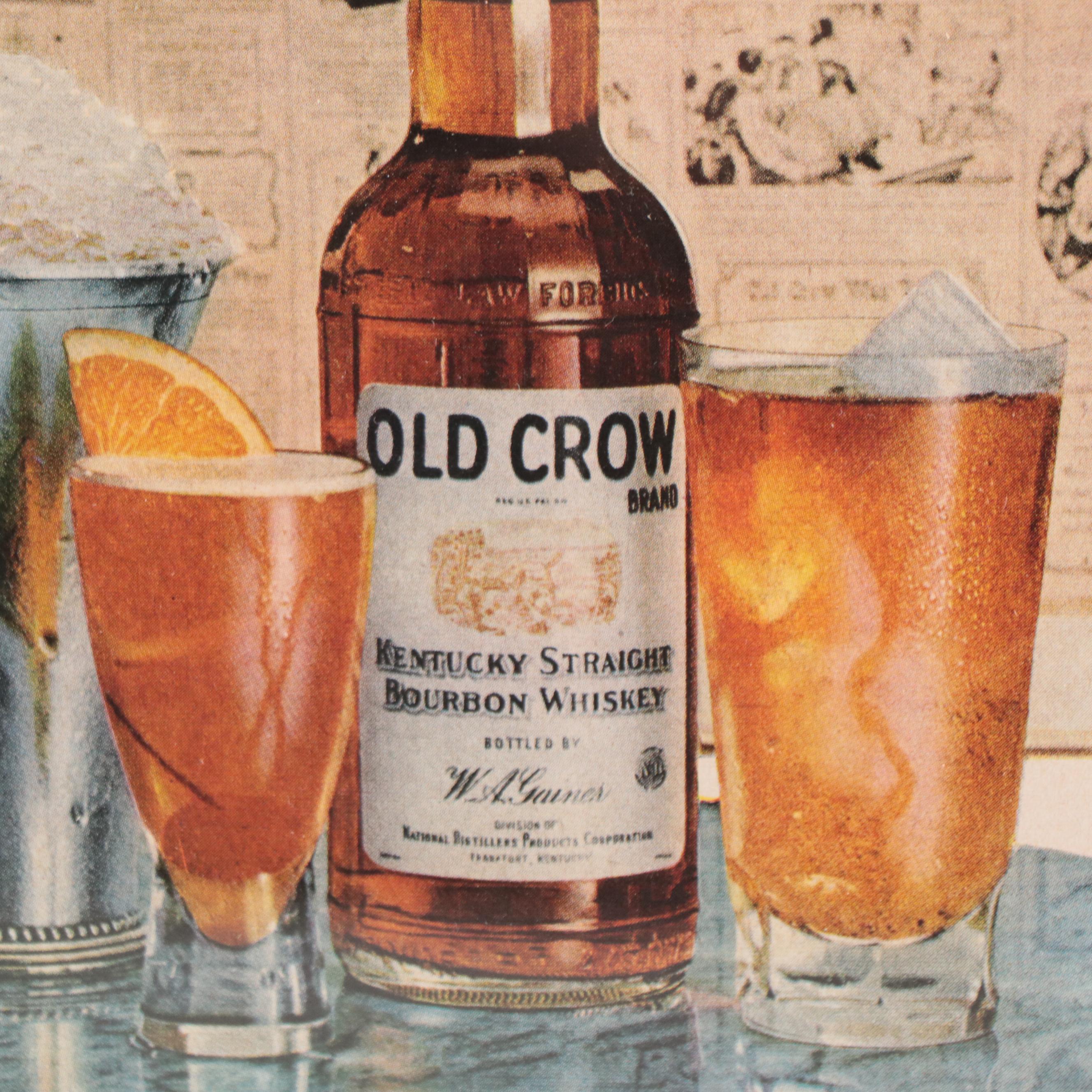Old Crow Kentucky Whiskey Offset Lithograph Advertisement, Mid-20th Century