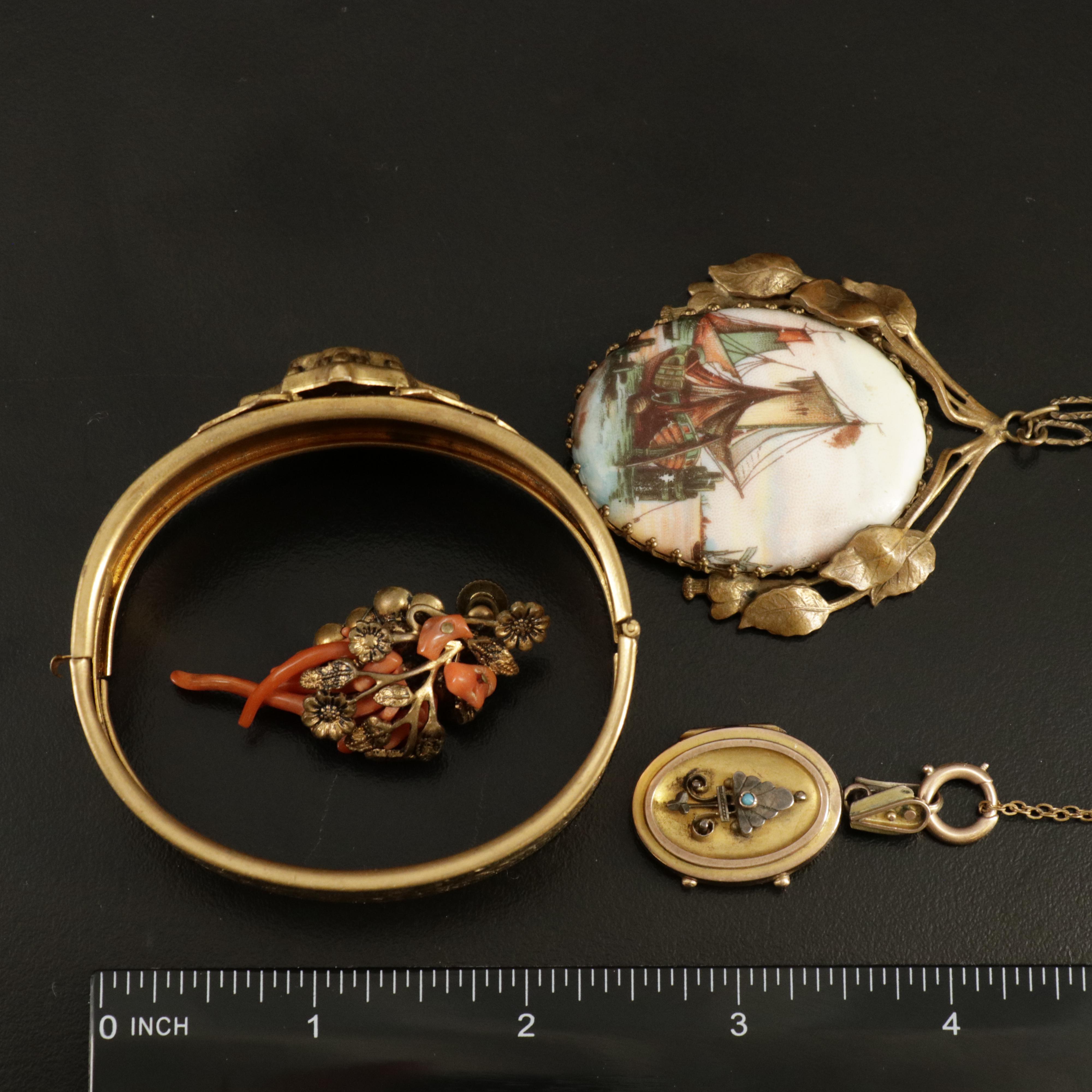 Jewelry Grouping Including 1940s, Victorian, Coral, Turquoise and Glass