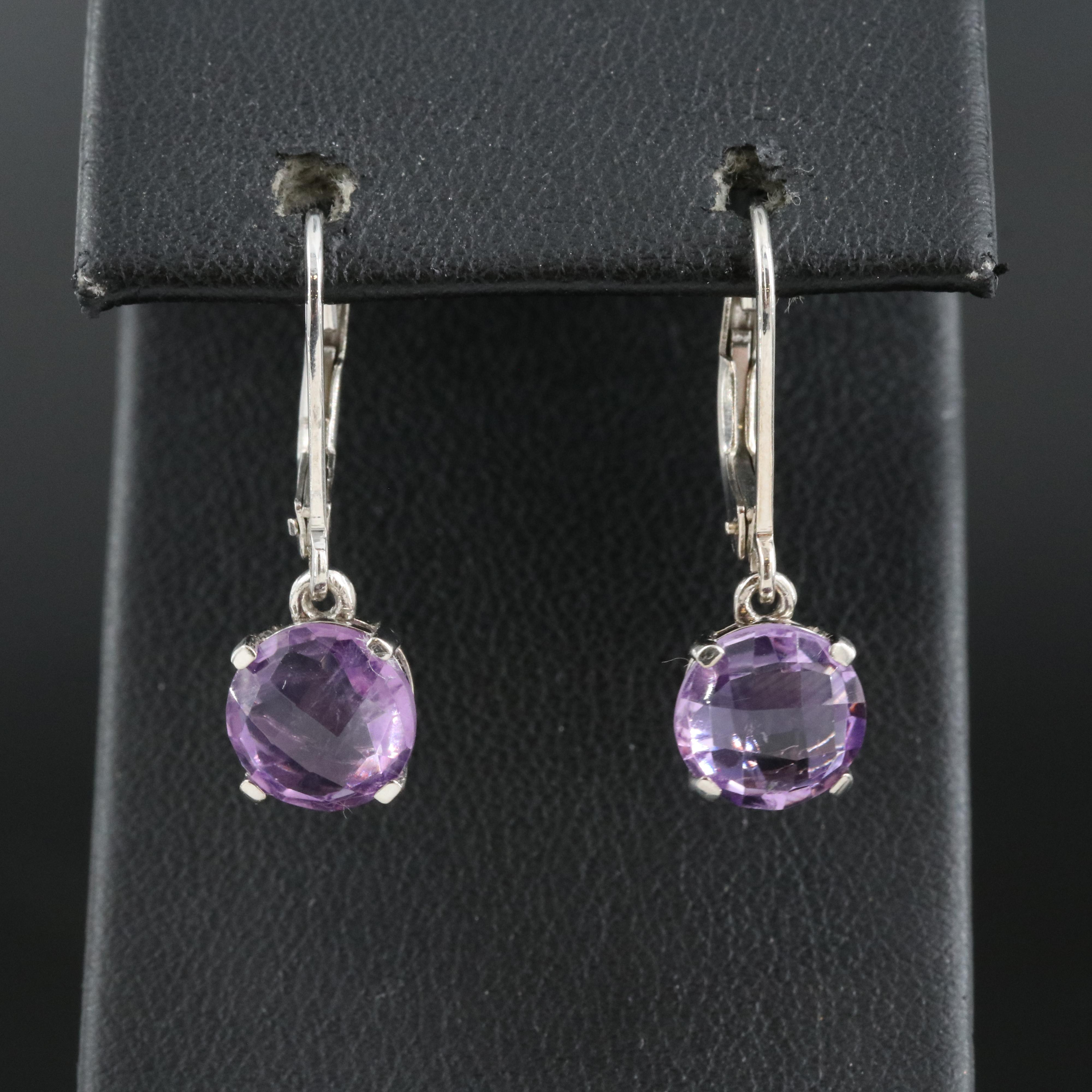 Sterling Amethyst Solitaire Earrings