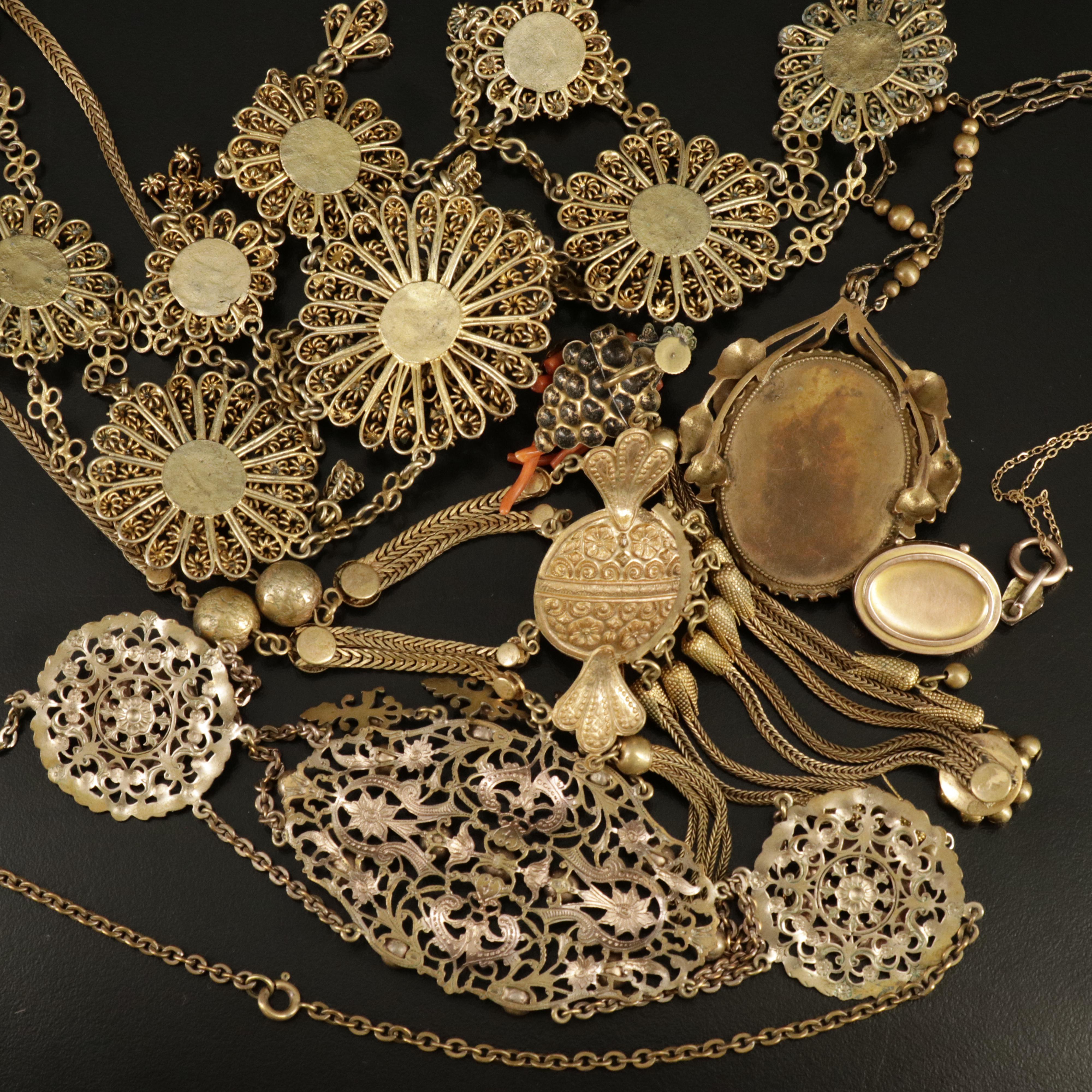 Jewelry Grouping Including 1940s, Victorian, Coral, Turquoise and Glass