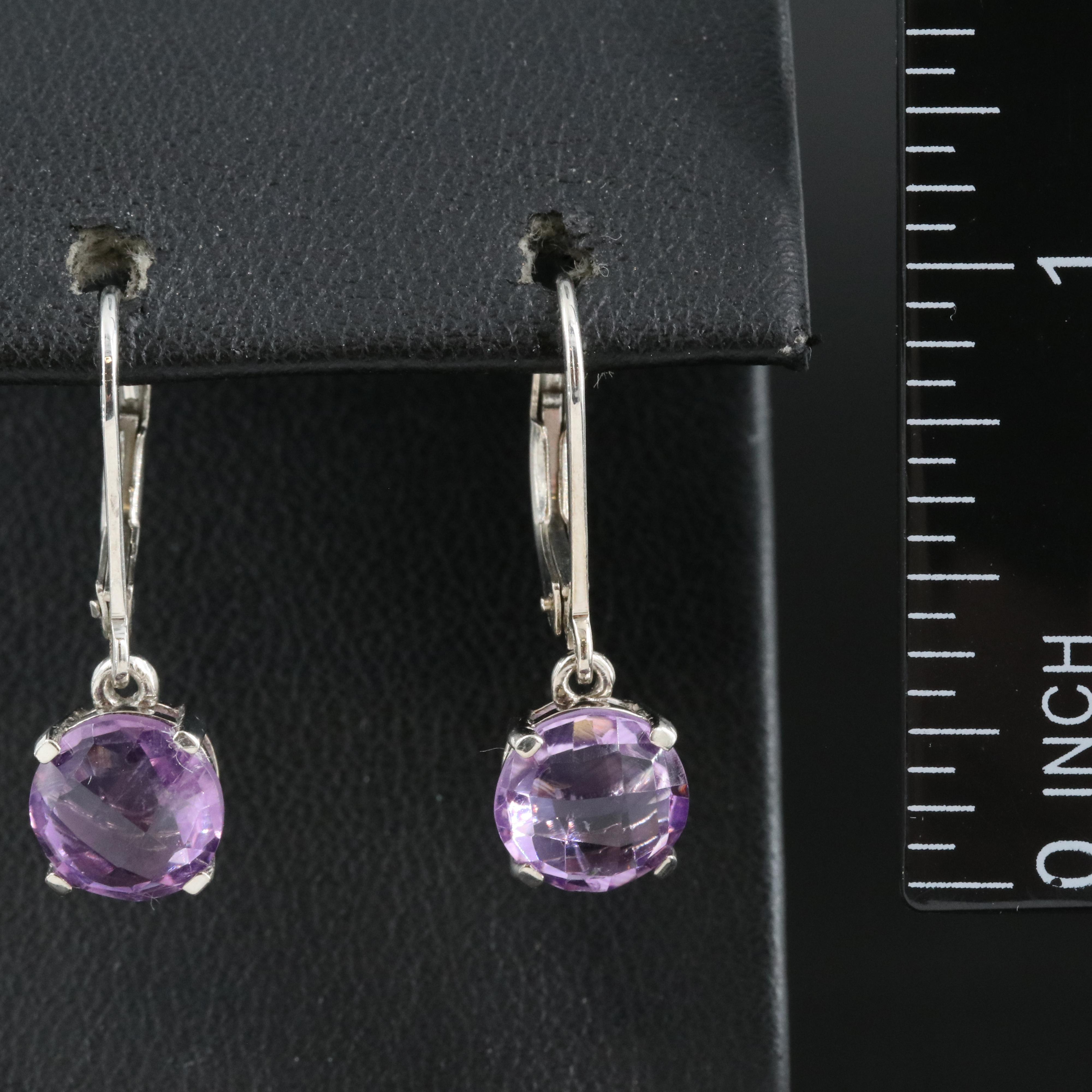Sterling Amethyst Solitaire Earrings
