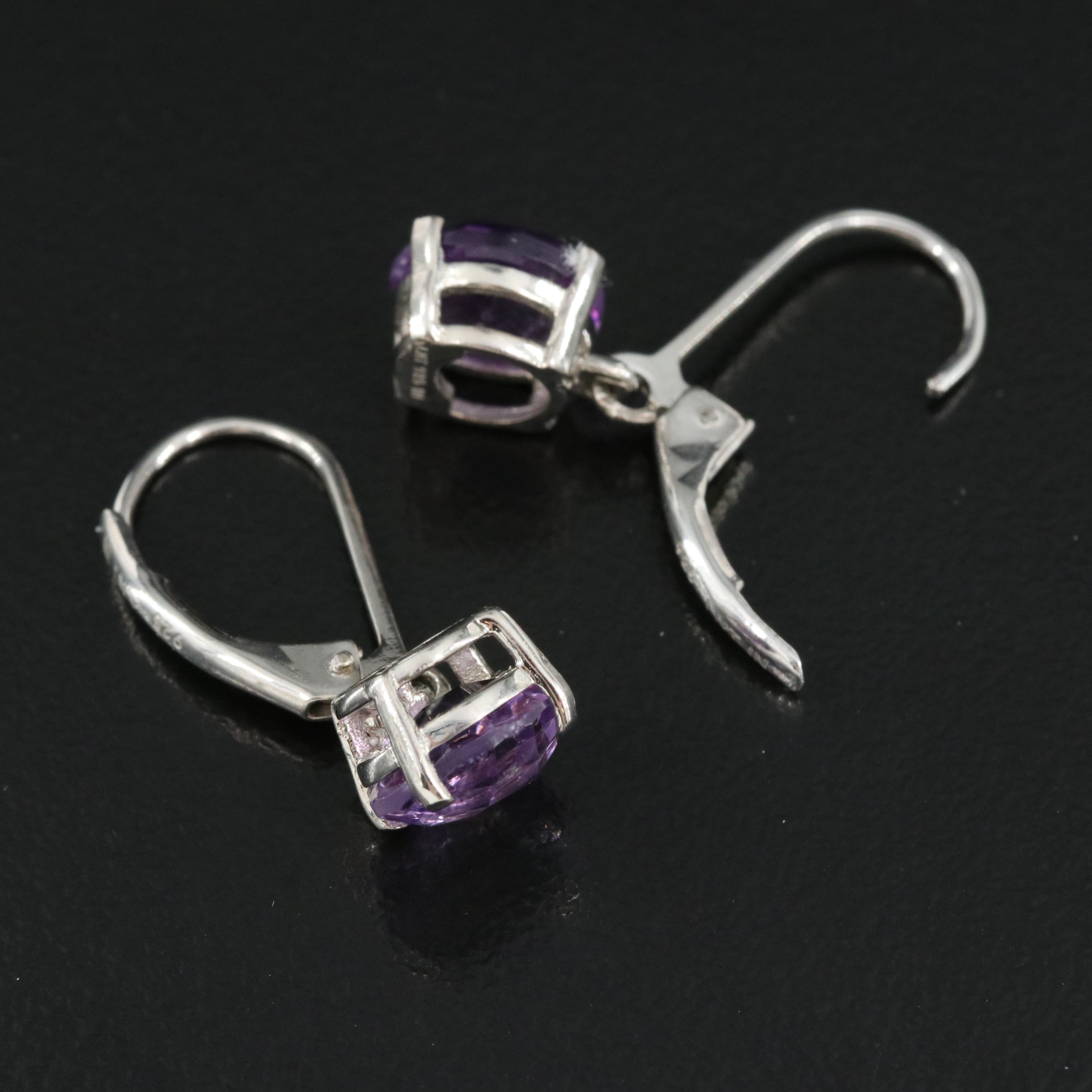 Sterling Amethyst Solitaire Earrings