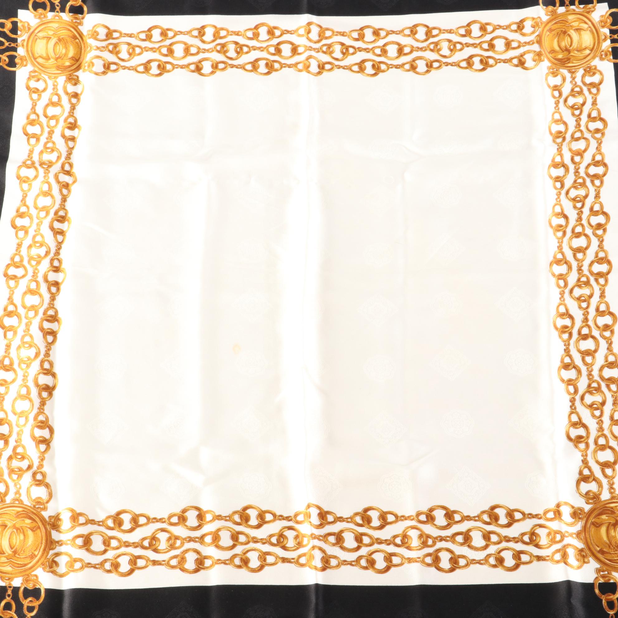 Chanel Medallion Chain Motif Scarf in Silk Jacquard
