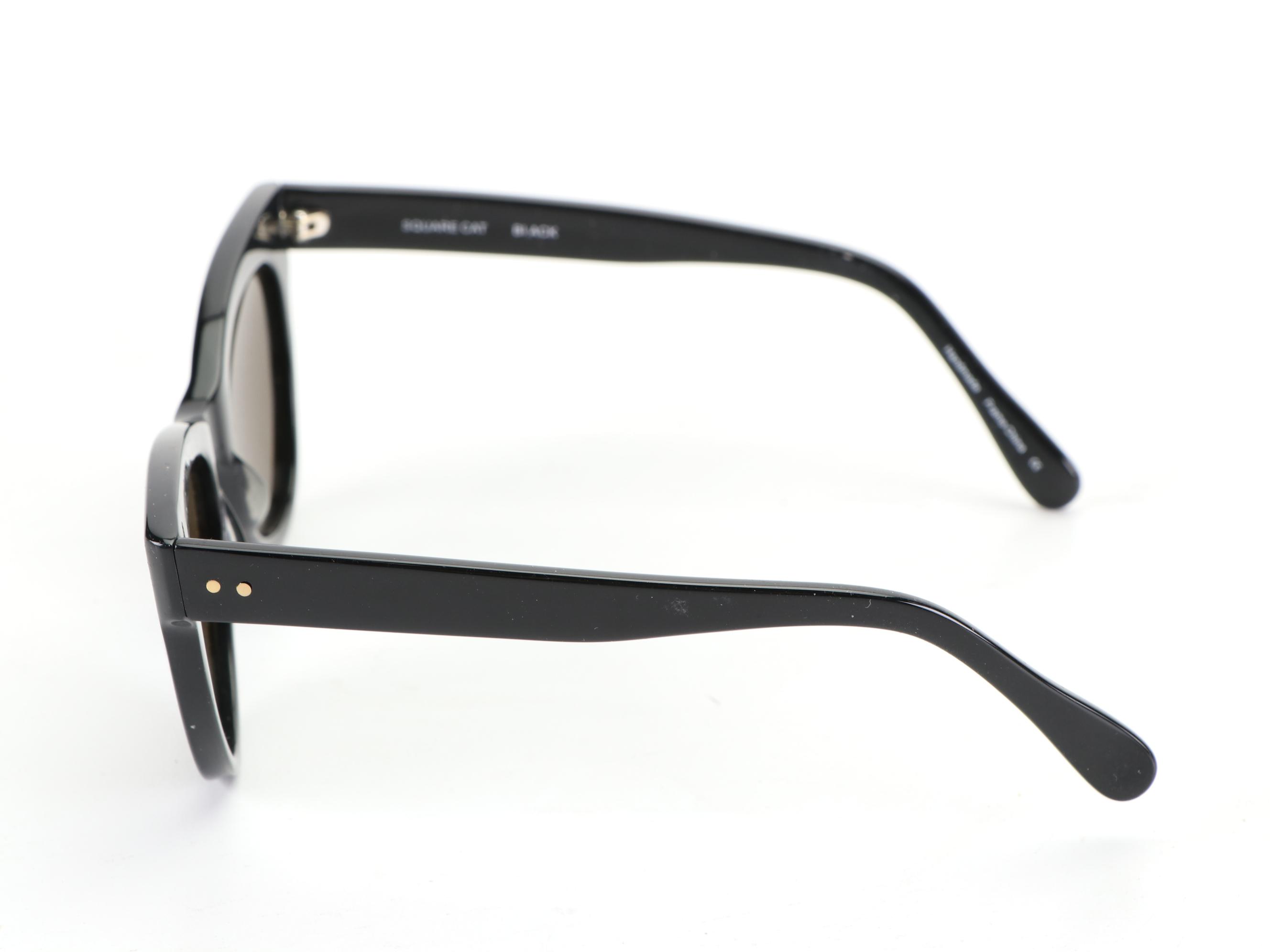 Norma Kamali Kamalikulture Square Cat Sunglasses in Black with Case